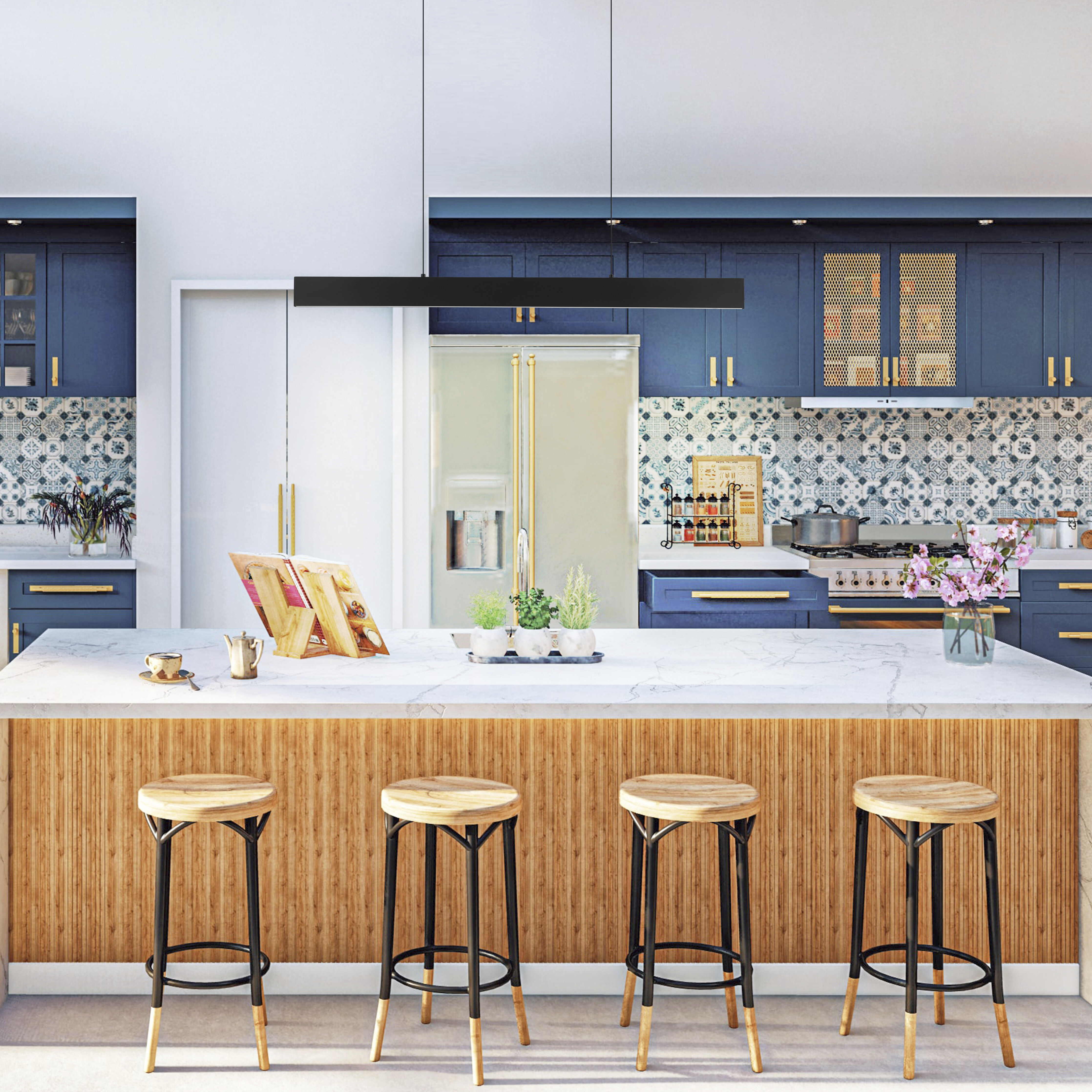 Climene LED 46.5 inch Matte Black Linear Pendant Ceiling Light