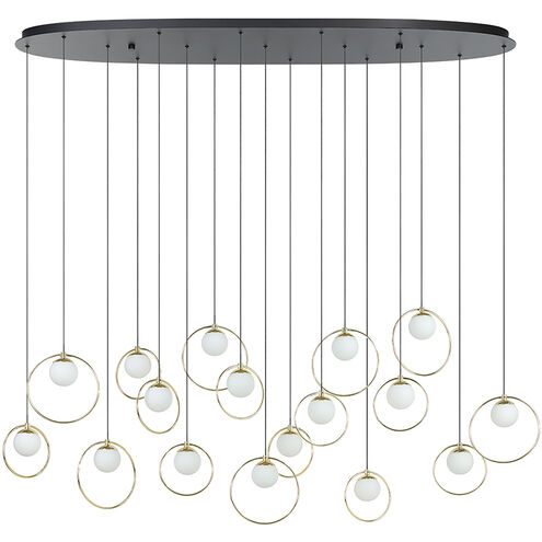 Portocolom LED 10.25 inch Black and Polished Brass Linear Pendant Ceiling Light