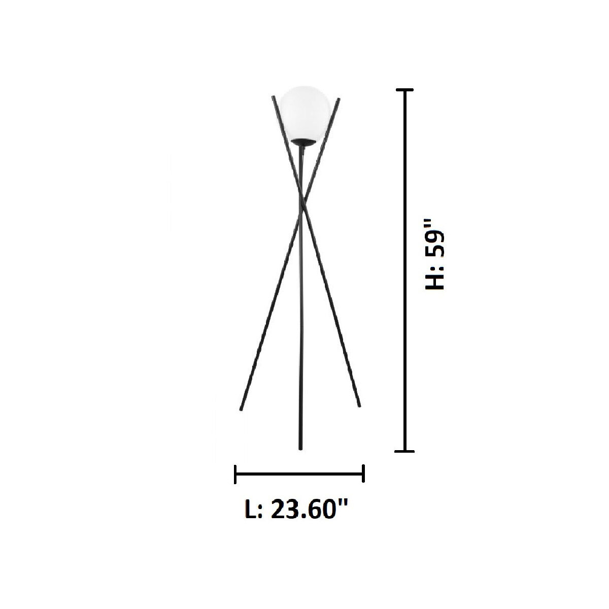 Salvezinas 59 inch 60.00 watt Matte Black Floor Lamp Portable Light