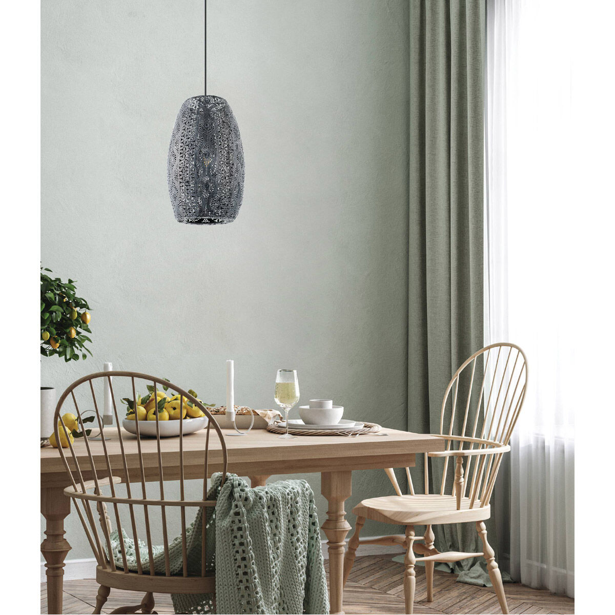 Riyadh 1 Light 8.86 inch Antique Black Pendant Ceiling Light