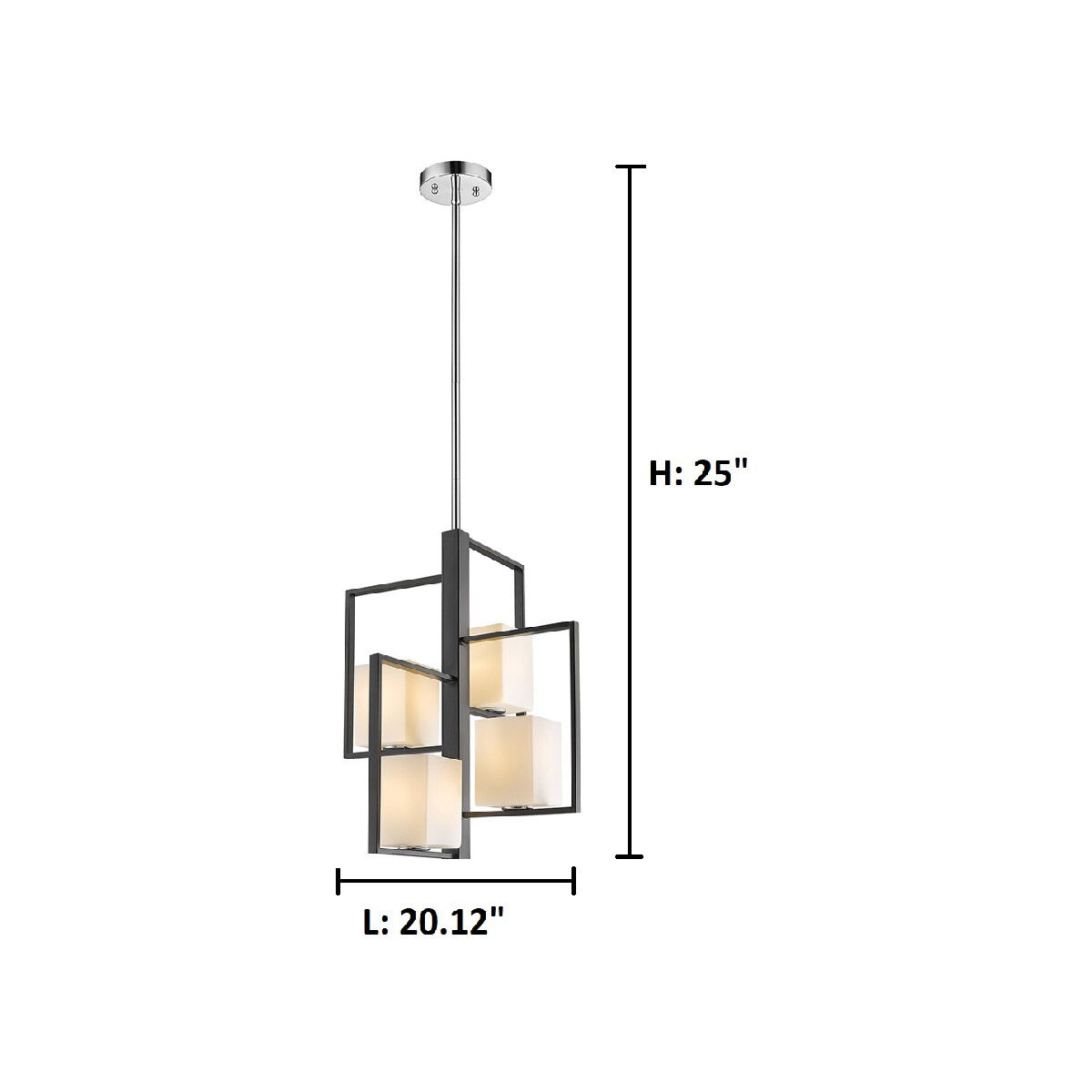 Regis Falls 4 Light 20.12 inch Black and Chrome Pendant Ceiling Light