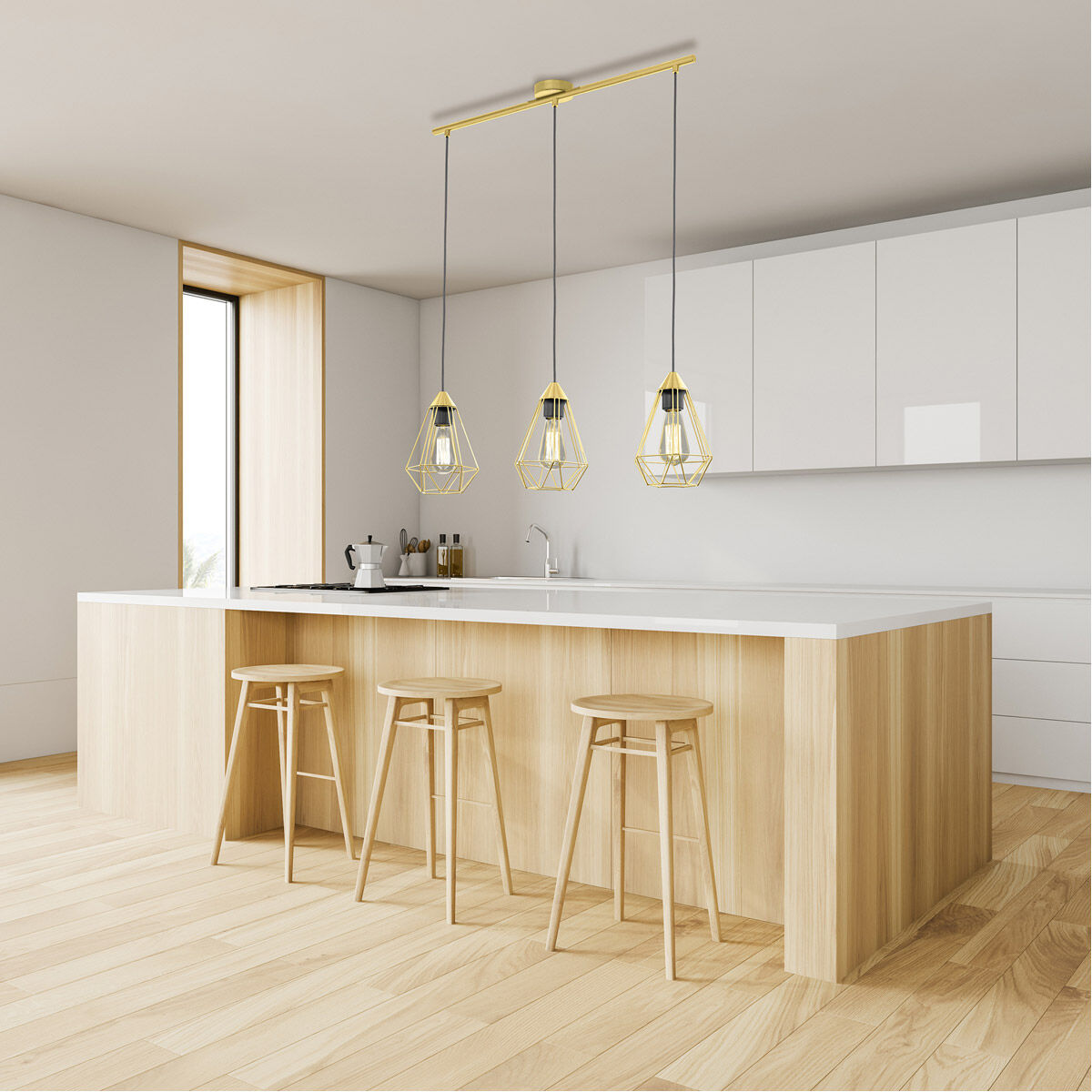 Tarbes 3 Light 31.1 inch Brushed Brass Pendant Ceiling Light