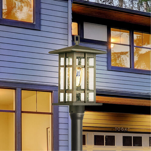 Arlington Creek 7.5 in. W x 15 in. H 1-Light Matte Bronze Outdoor Post Light with Clear Seeded Glass Arlington Creek 7.5 in. W x 15 in. H 1-Light Matte Bronze Outdoor Post Light with Clear Seeded Glass