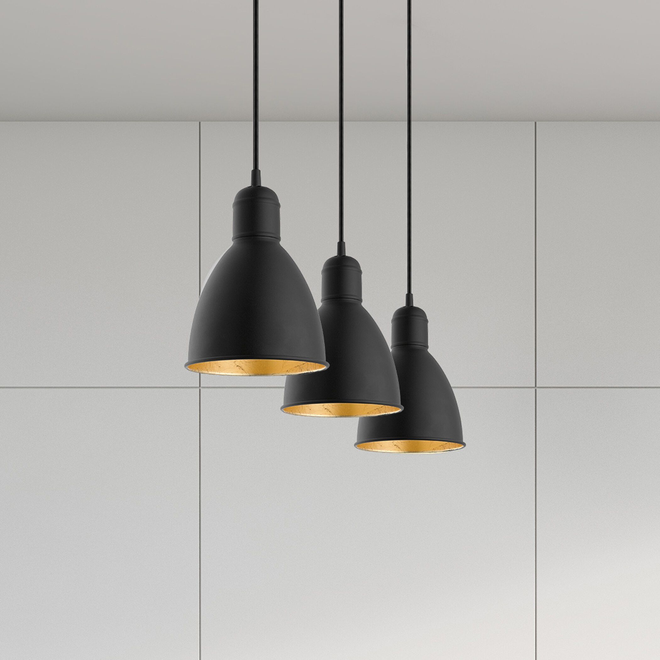 Eglo 203443A Priddy 2 1 Light 6.1 inch Black and Gold Mini
