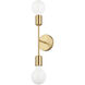 Avondale 2 Light 5 inch Brushed Gold Open Bulb Wall Sconce Wall Light