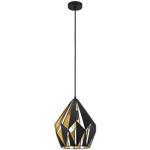 Carlton 1 Light 12.2 inch Matte Black and Gold Leaf Pendant Ceiling Light