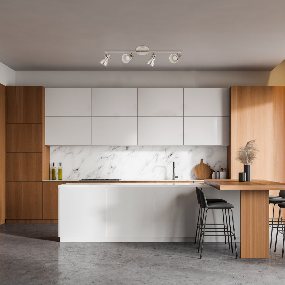 Seras-3 4 Light 120 Matte Nickel Track Light Ceiling Light