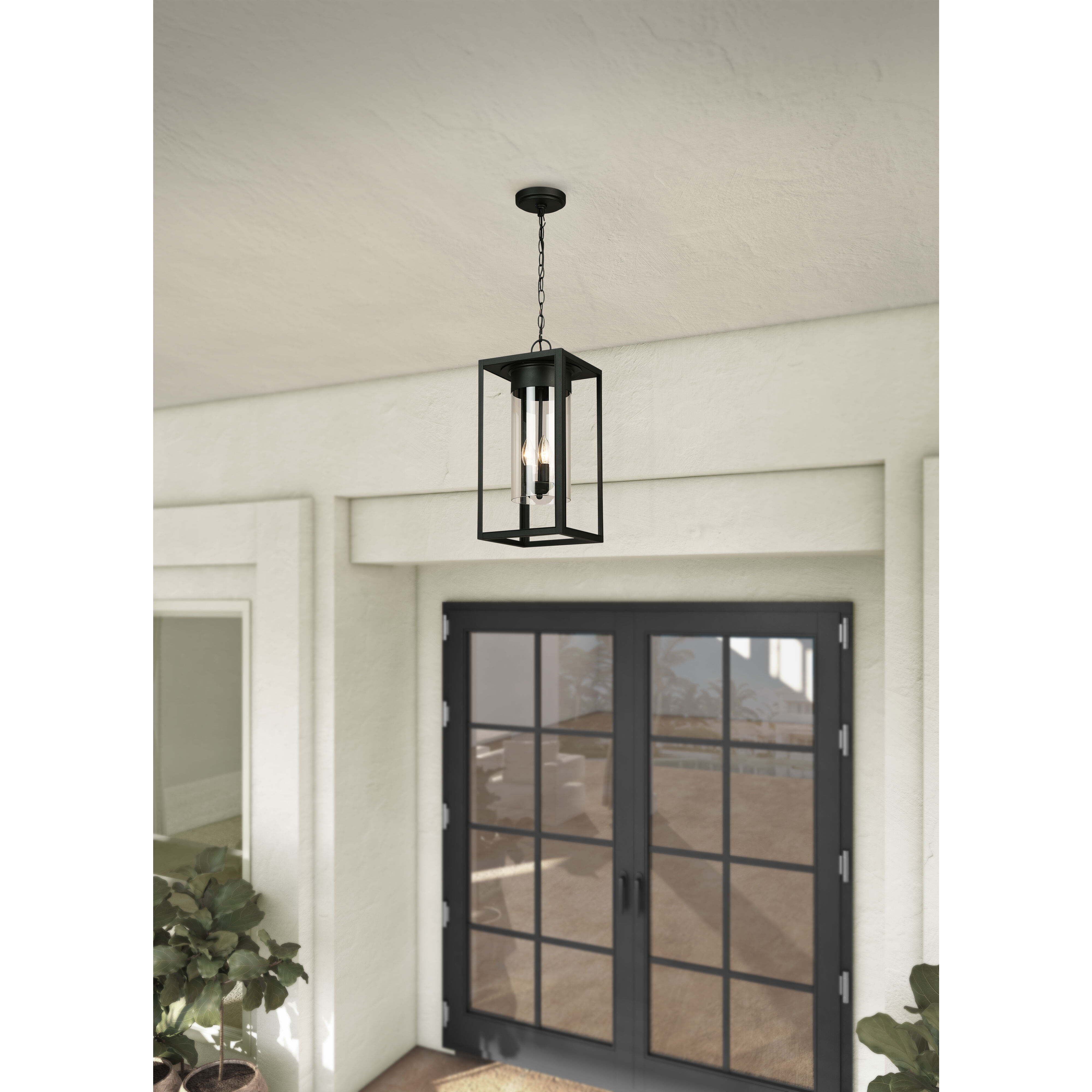 Walker Hill 3 Light 9.37 inch Matte Black Outdoor Pendant