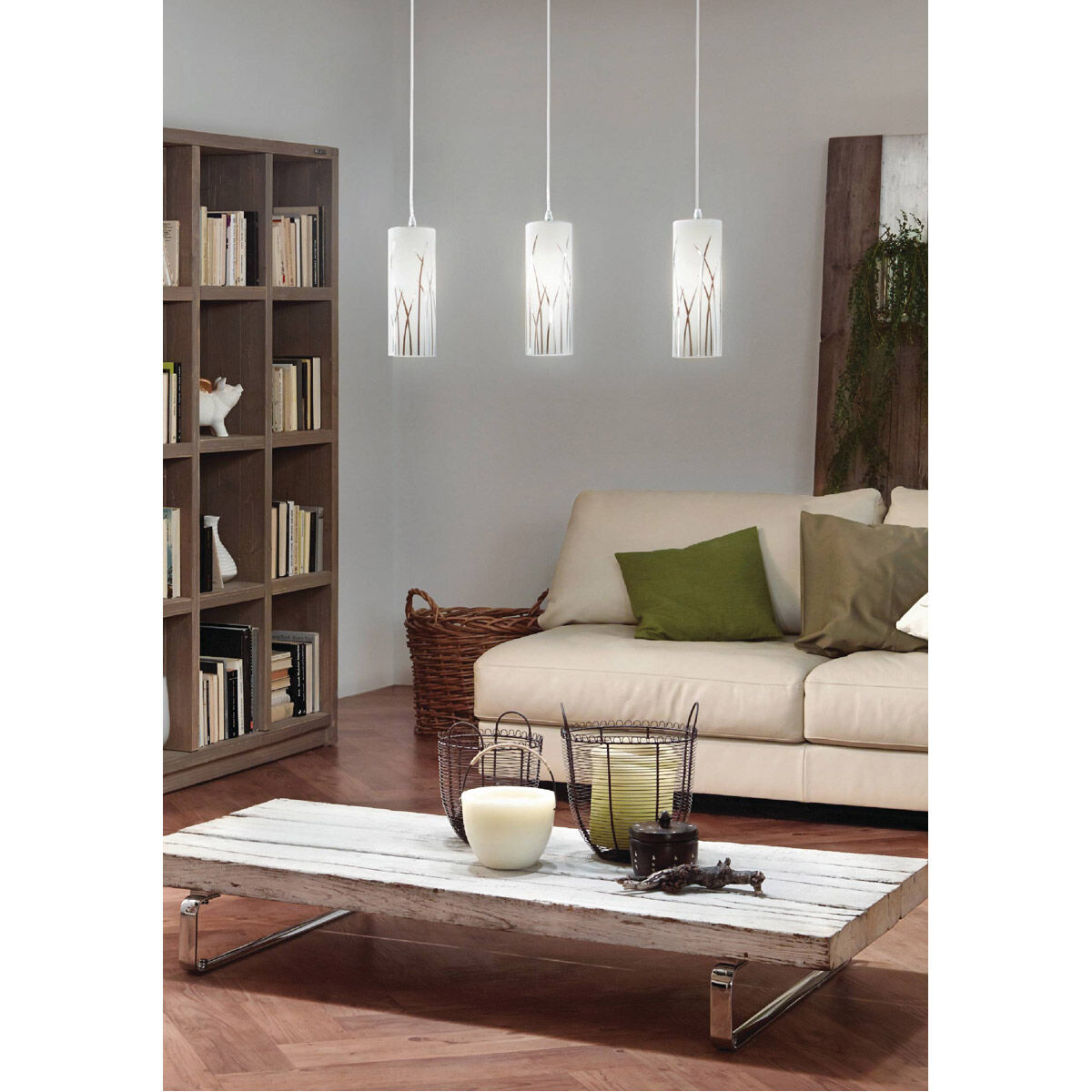 Rivato 3 Light 27.75 inch White and Chrome Pendant Ceiling Light