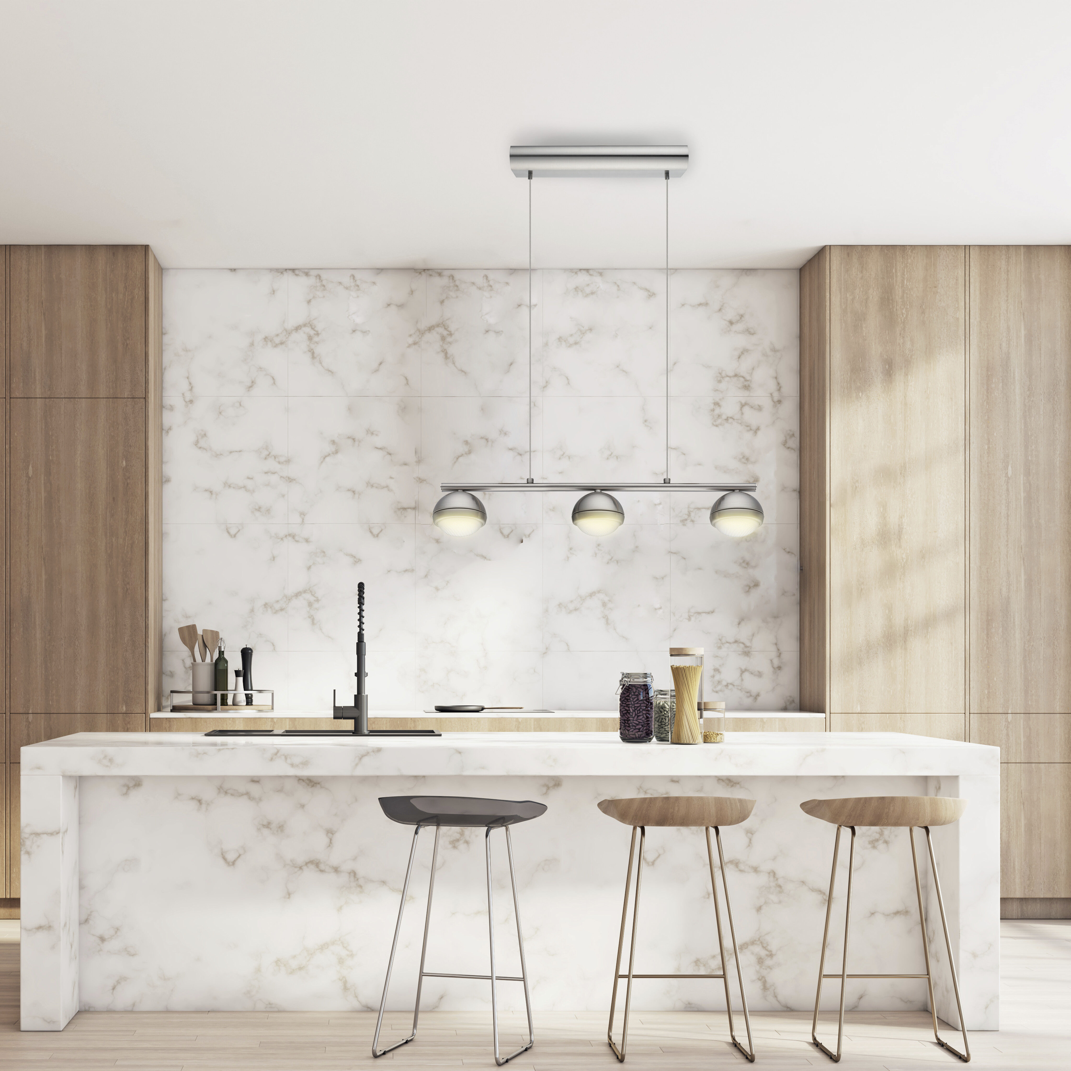 Lombes LED 5.25 inch Matte Nickel Multi Light Pendant Ceiling Light