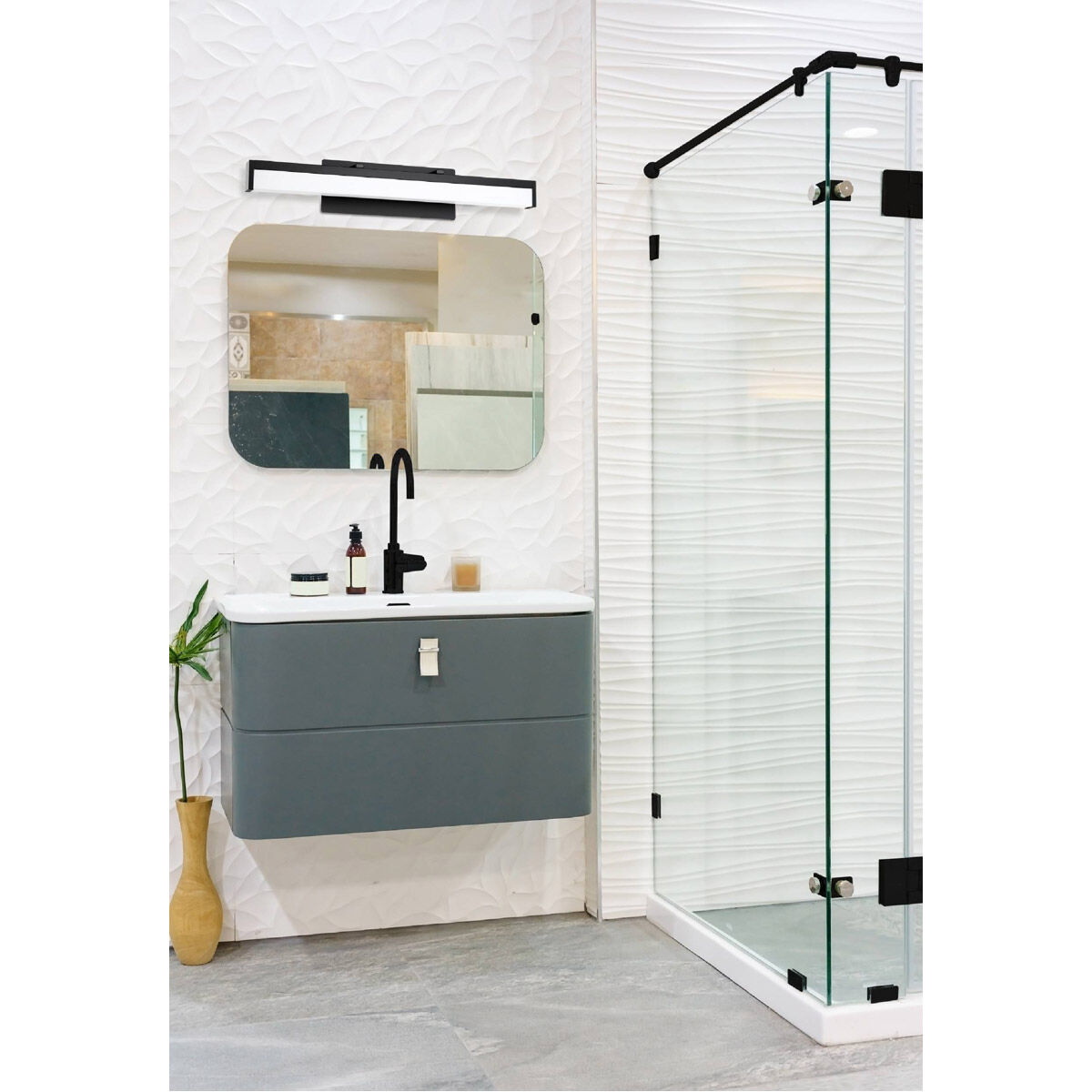 Hemlock 1 Light 27.5 inch Matte Black Bath Vanity Wall Light