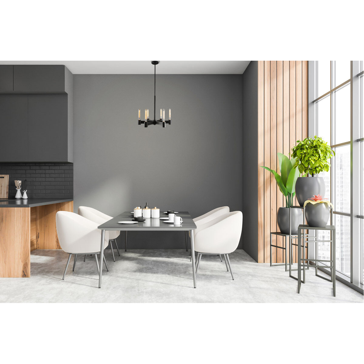 Broyles 6 Light 22 inch Matte Black Chandelier Ceiling Light