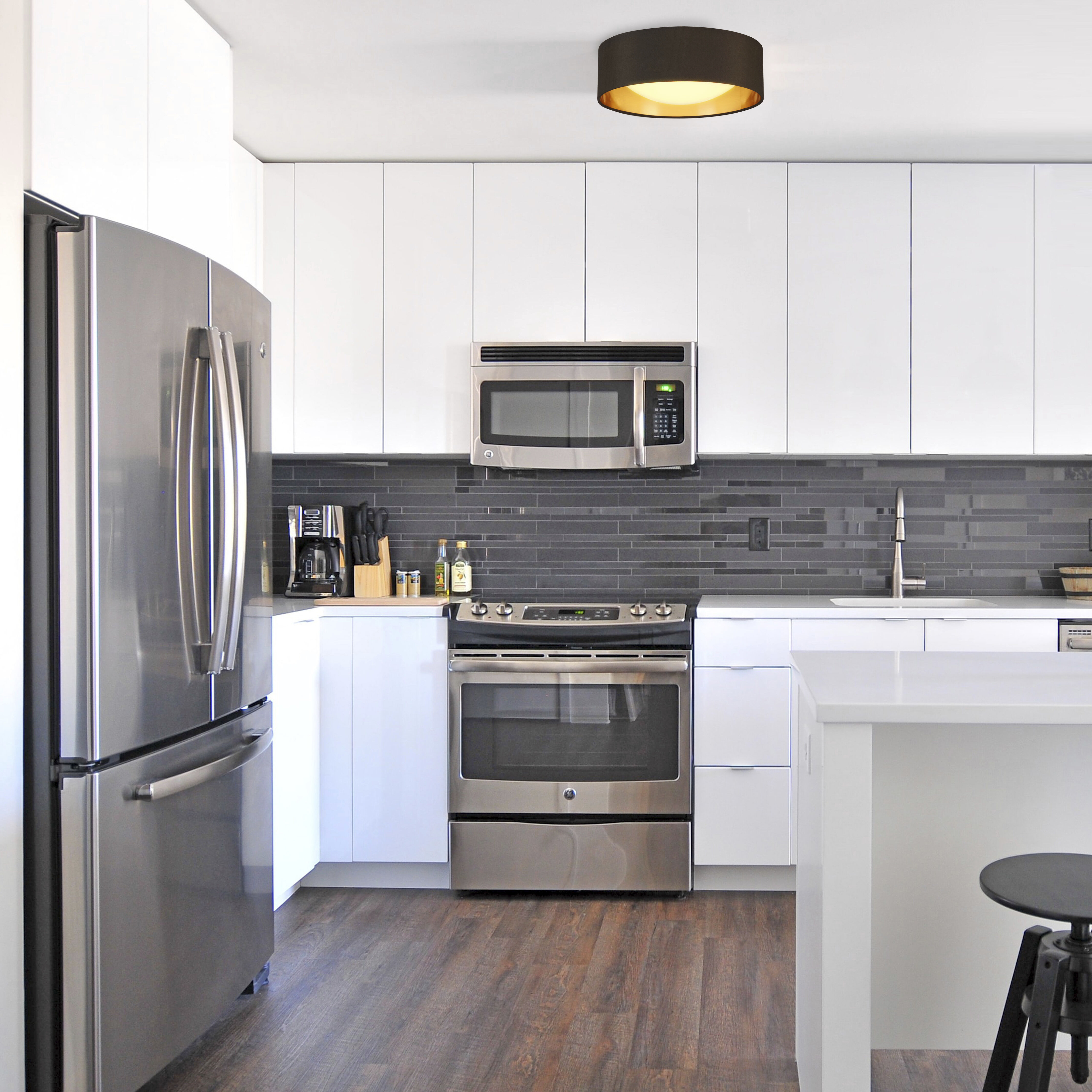 Orme LED 12.4 inch Black/Gold Flush Mount Ceiling Light