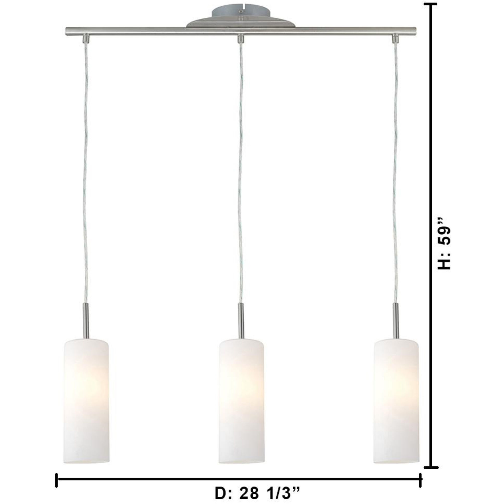 Troy 3 3 Light 28.35 inch Matte Nickel Linear Pendant Ceiling Light