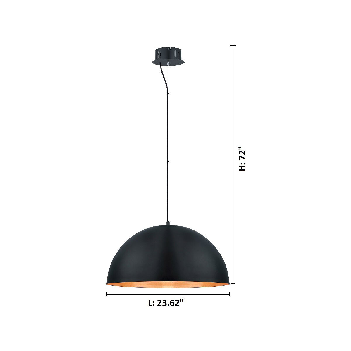 Gaetano LED 23.62 inch Black and Gold Pendant Ceiling Light