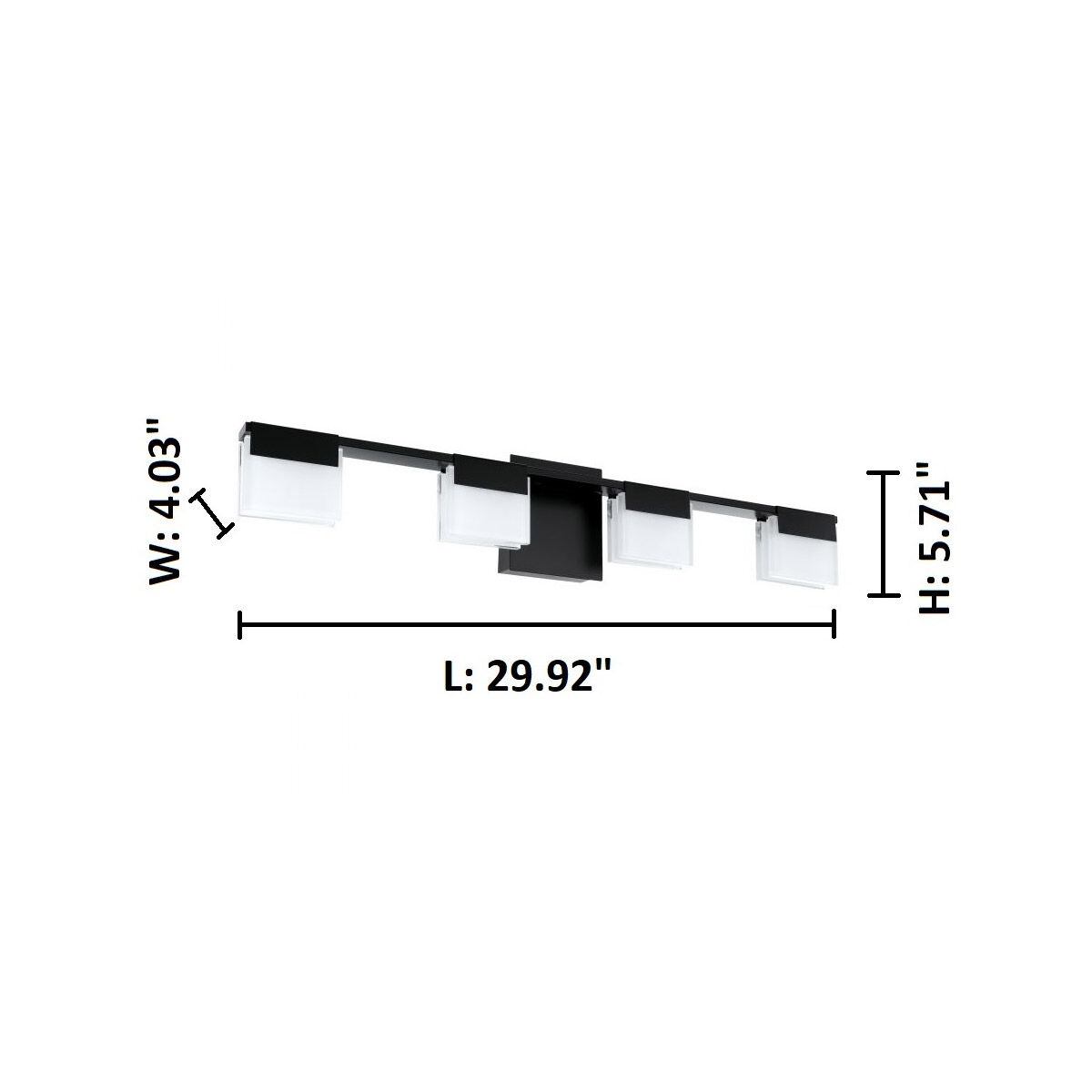 Vente LED 29.92 inch Matte Black Bath Vanity Wall Light