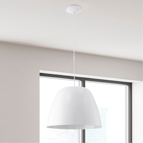 Coretto 1 Light 16 inch Steel and Glossy White Pendant Ceiling Light