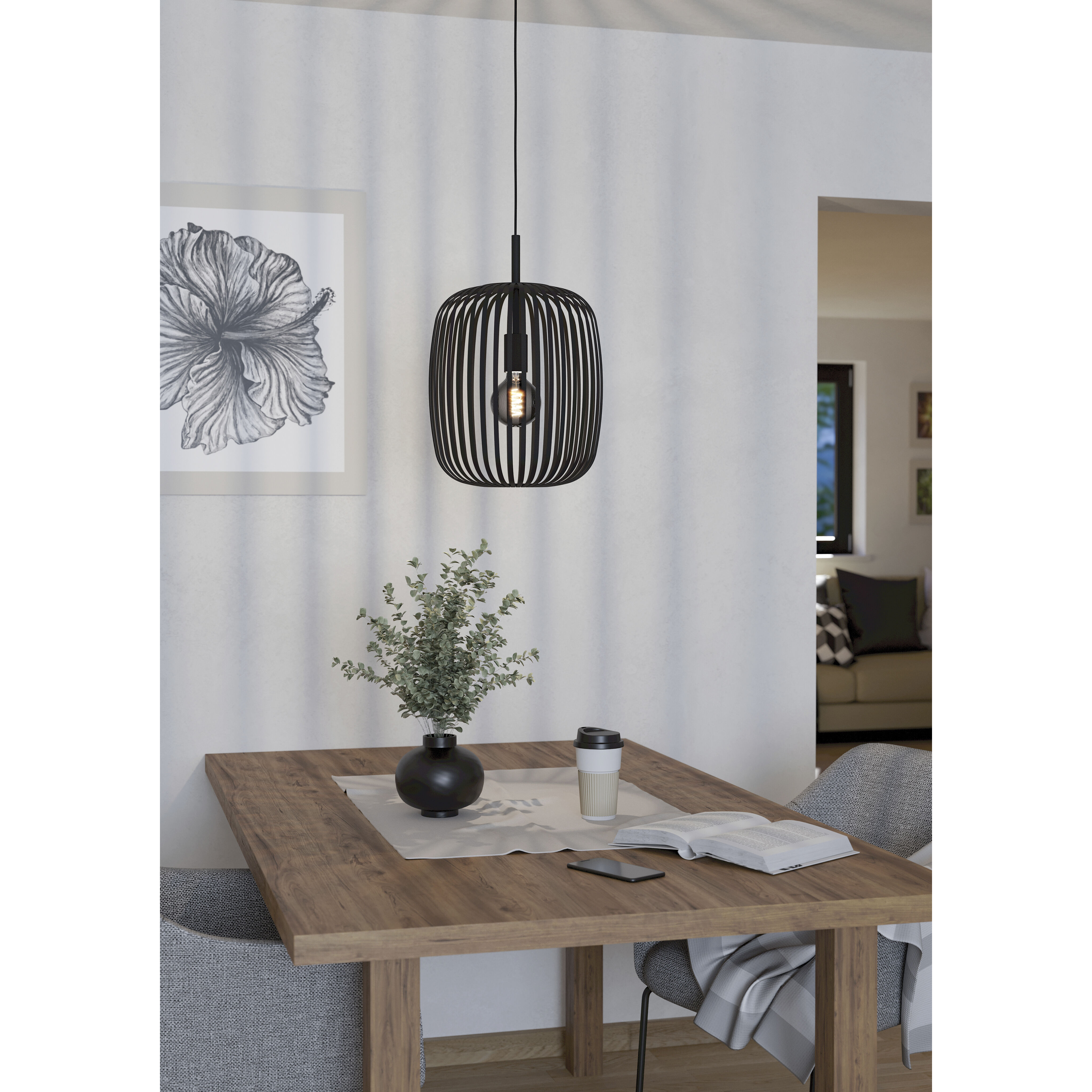 Romazzina 1 Light 12.76 inch Black Pendant Ceiling Light