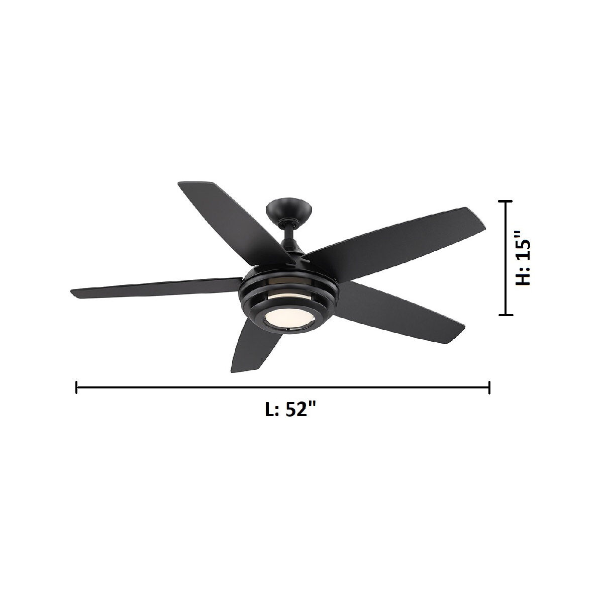 Petani 52 inch Matte Black Ceiling Fan