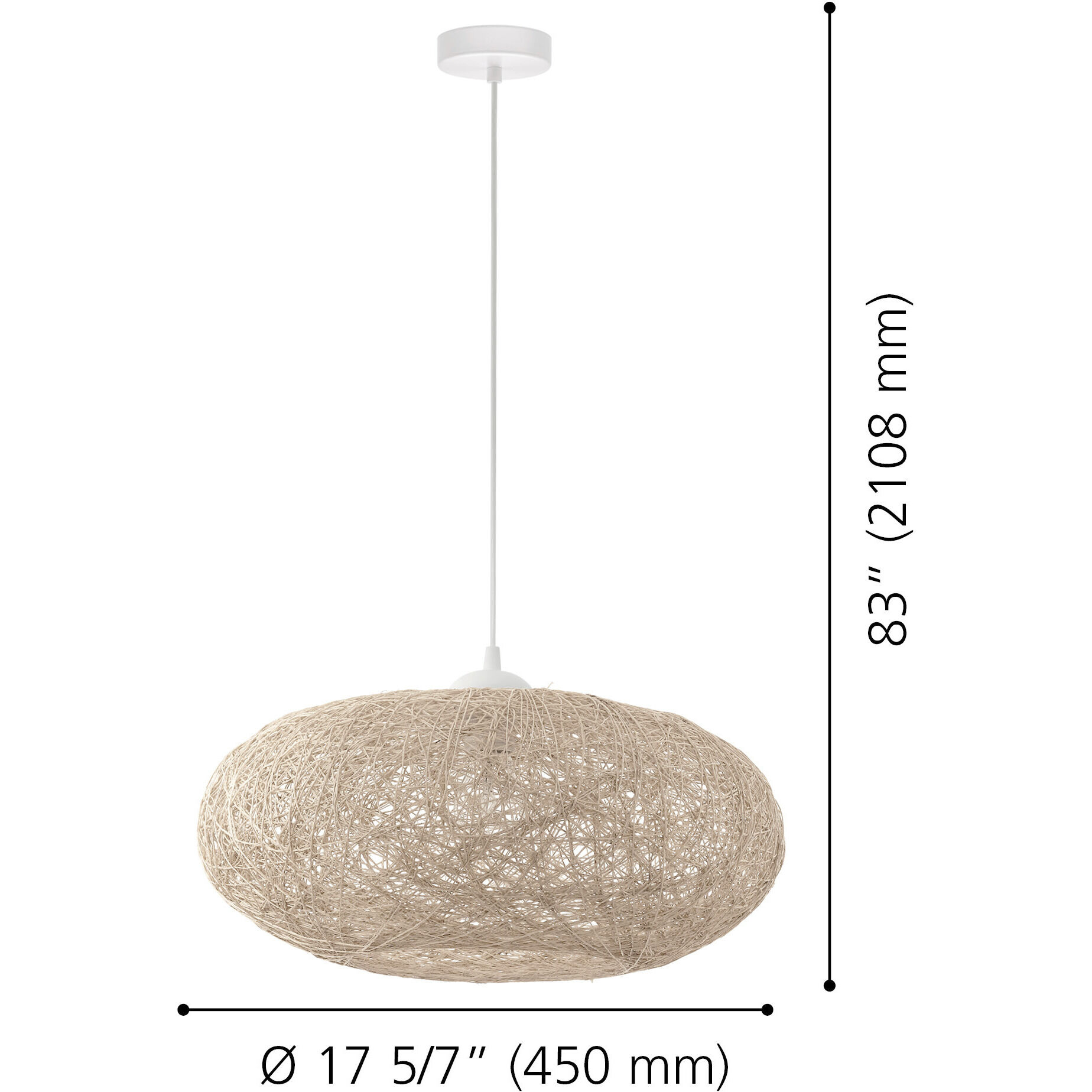 Campilo 1 Light 17.72 inch Beige Pendant Ceiling Light