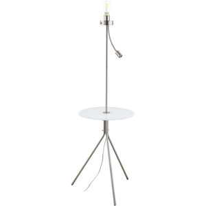 Policara 63 inch 60.00 watt Matte Nickel and White with Clear Floor Lamp Portable Light