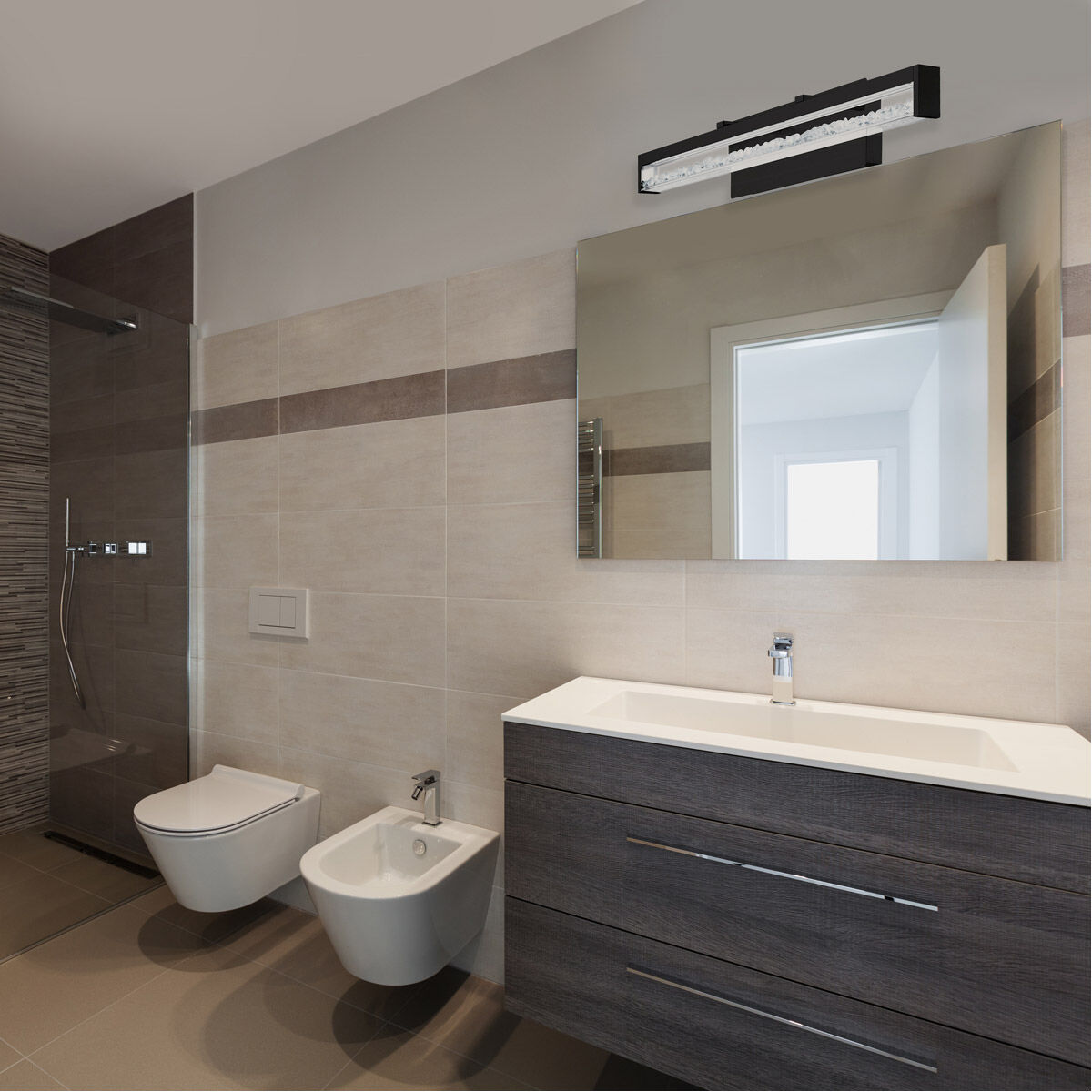 Cardito LED 27.56 inch Matte Black Bath Vanity Wall Light