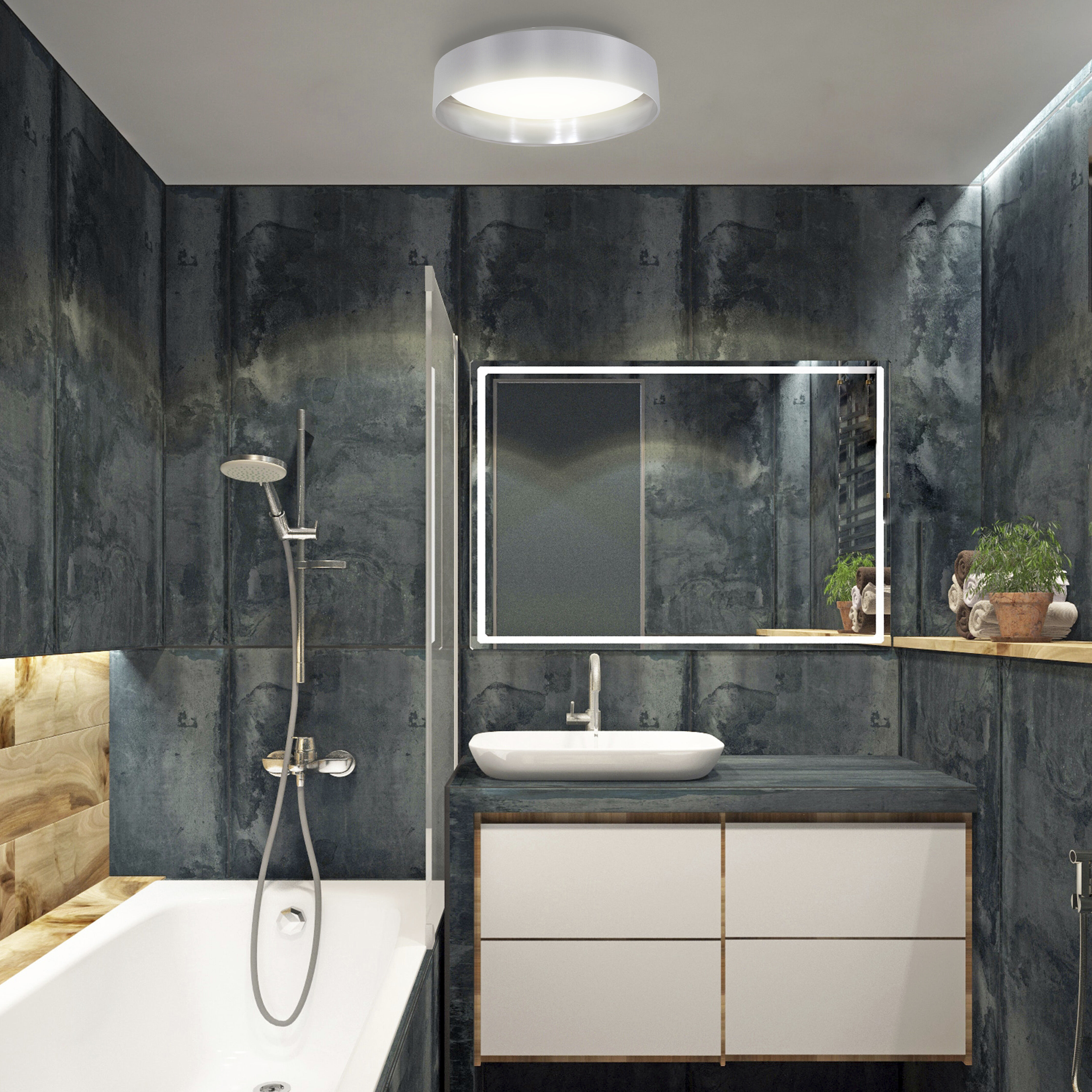 Maserlo LED 15.95 inch Grey and Silver Flush Mount Ceiling Light