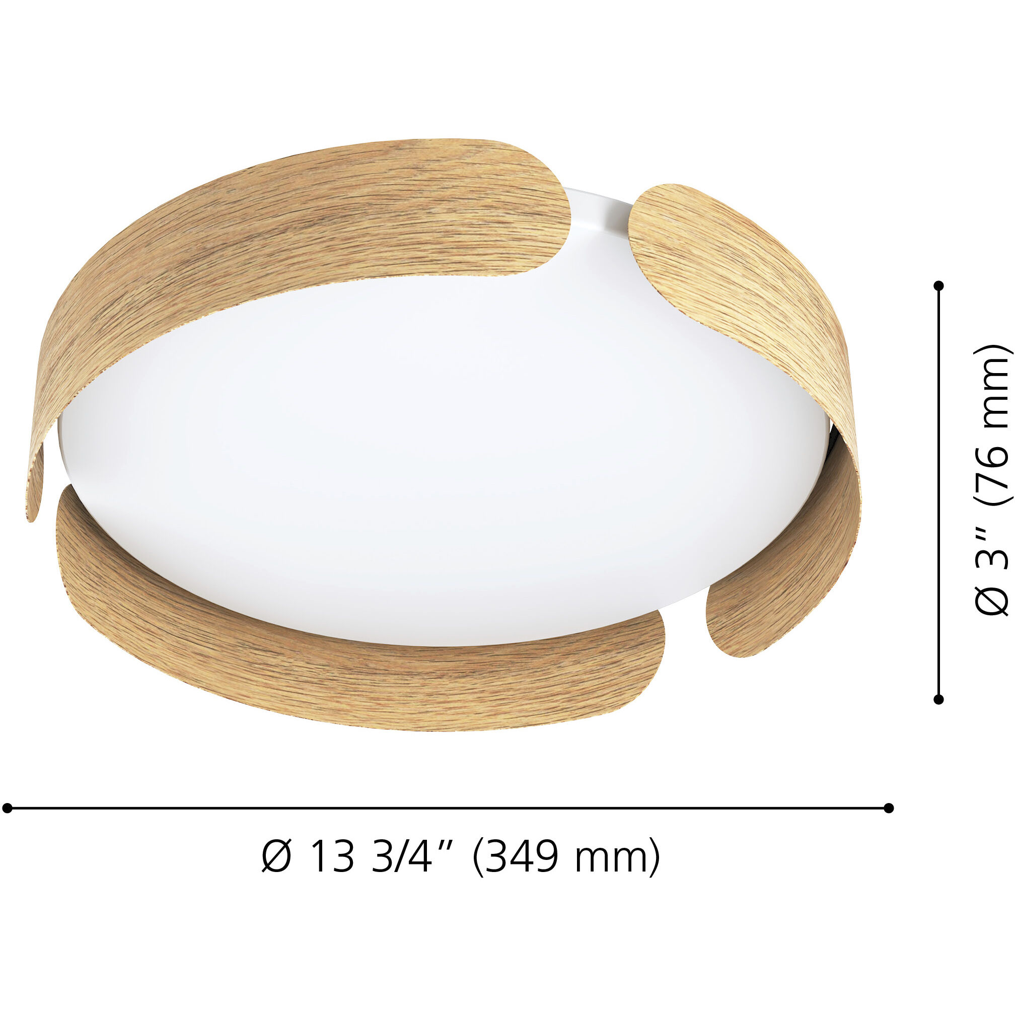 Valcasotto 1 Light 14 inch Wood Color Flush Mount Ceiling Light