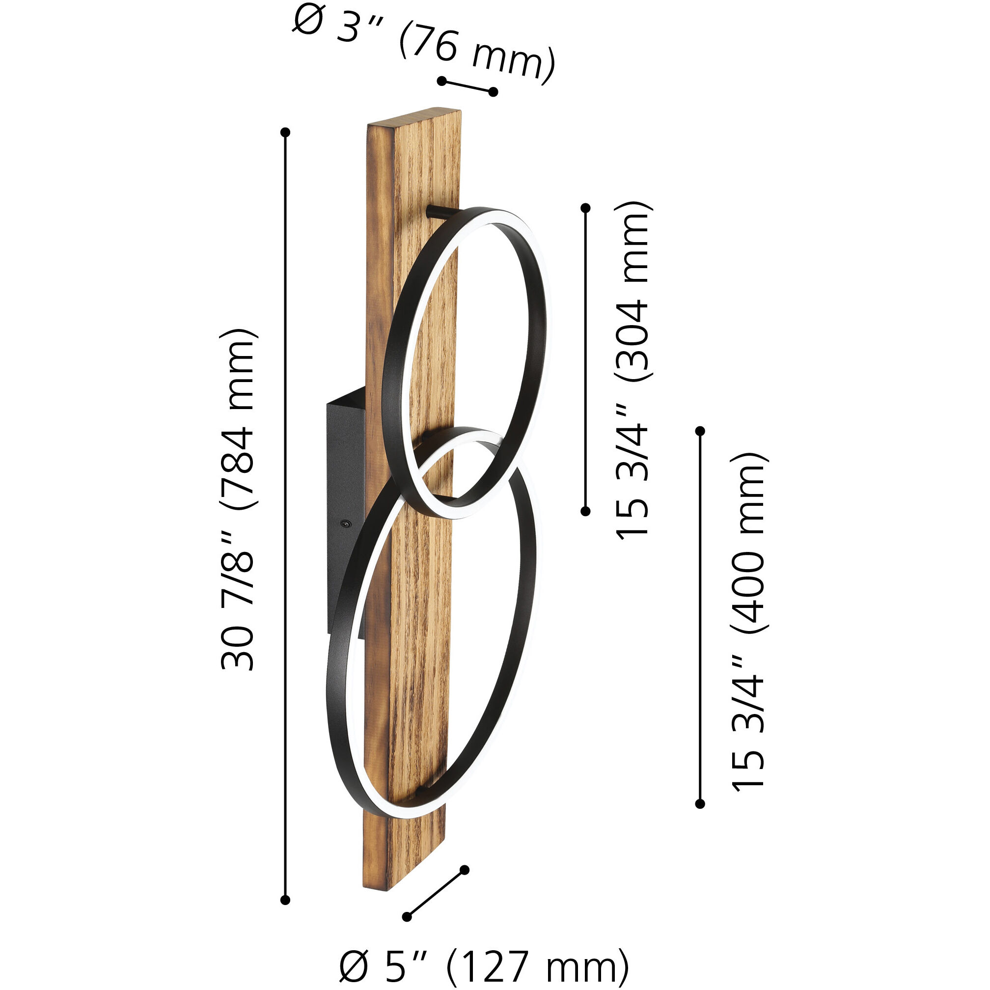 Boyal LED 5 inch Brushed Pine Wood Wall Sconce Wall Light