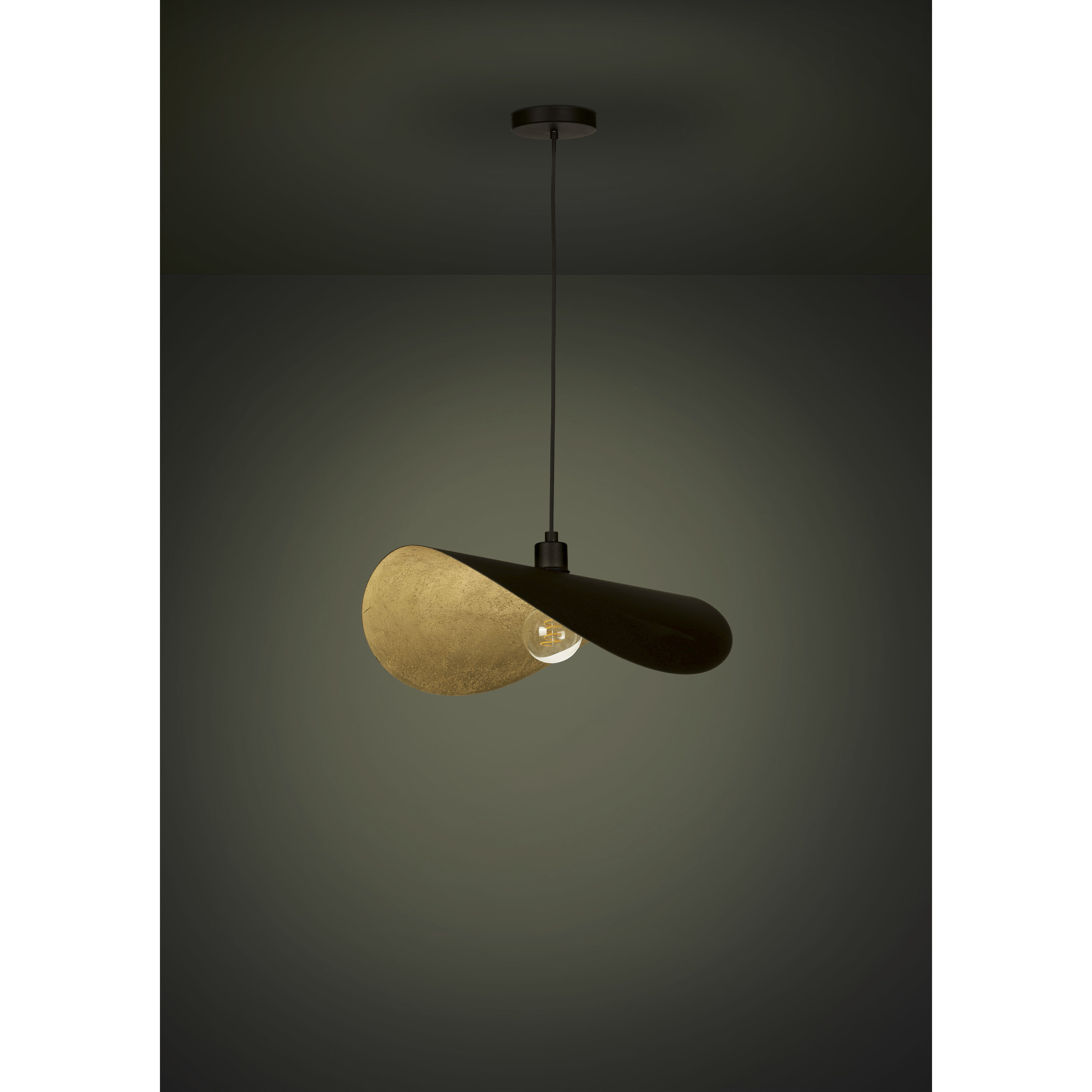 Saceda 1 Light 20.87 inch Black and Gold Leaf Convertible Pendant Ceiling Light