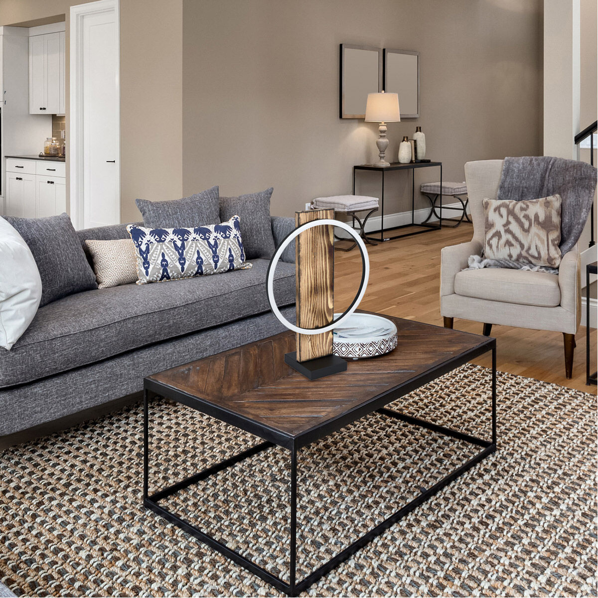 Boyal 16.77 inch 12.00 watt Brushed Pine Wood Table Lamp Portable Light