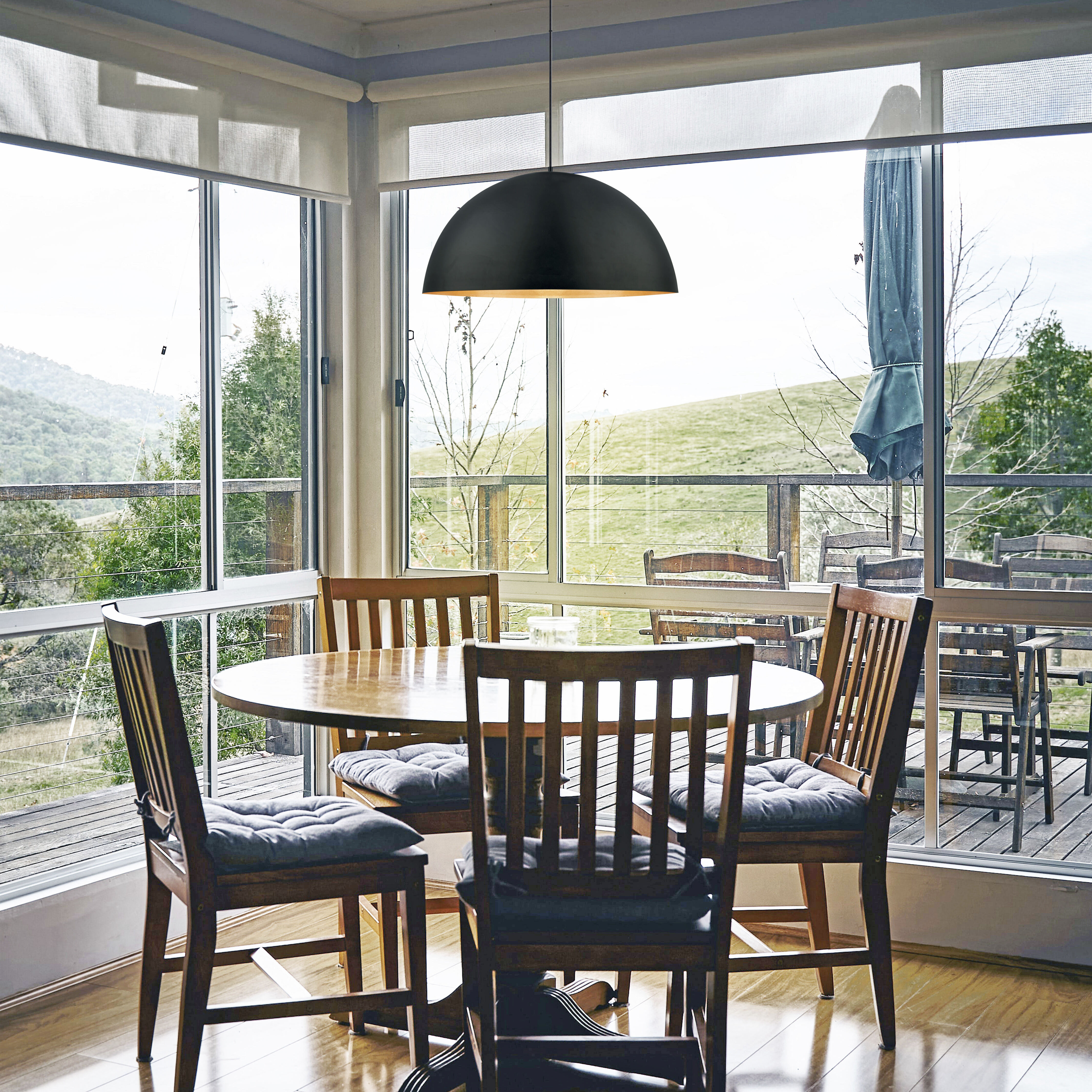 Gaetano LED 31.5 inch Black and Gold Pendant Ceiling Light