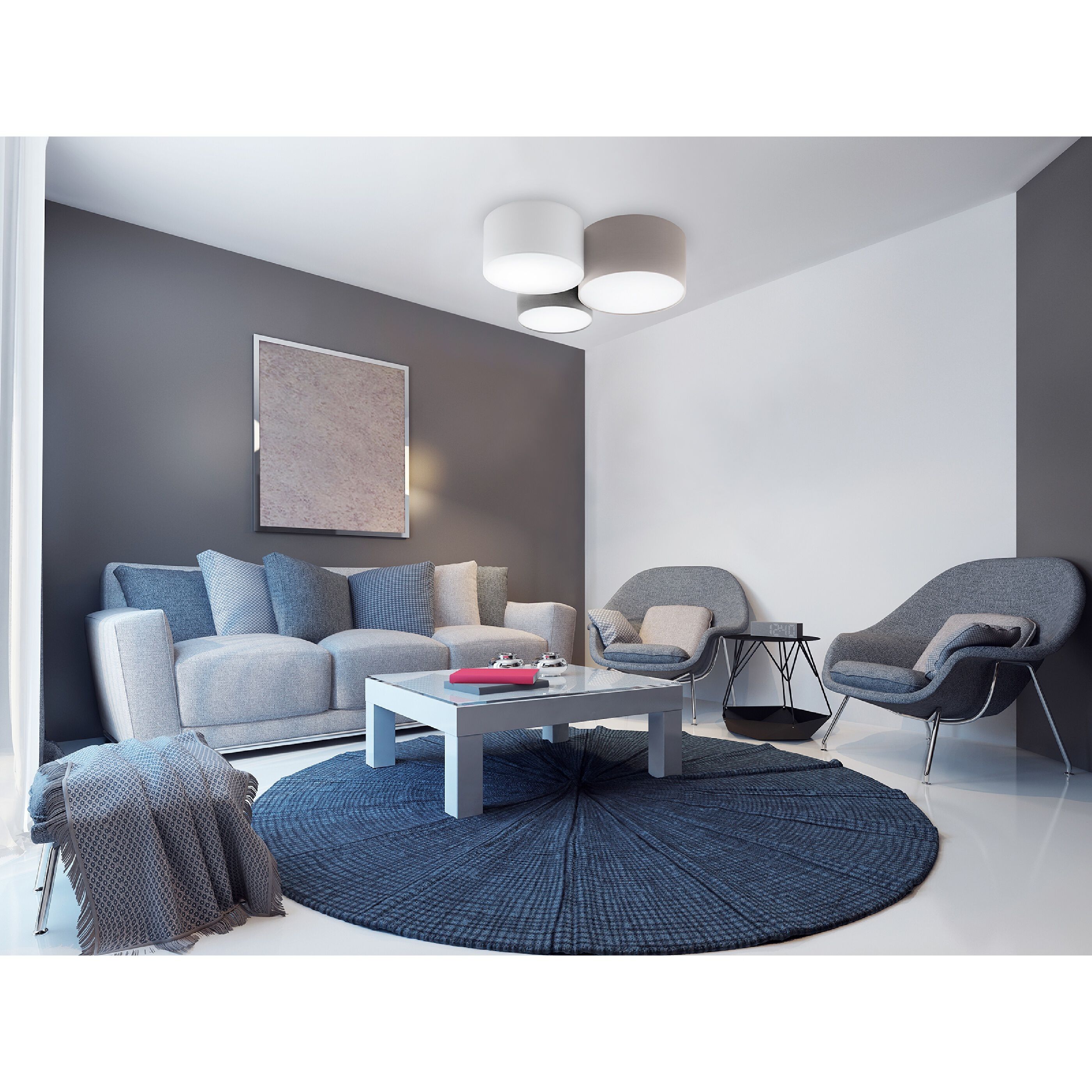 Pastore 1 3 Light 23.62 inch Taupe and White and Grey Flush Mount Ceiling Light