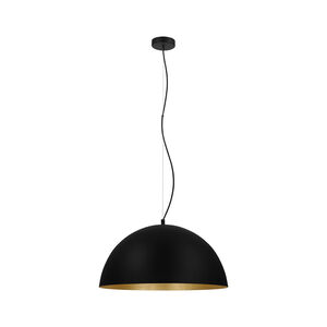 Rafaelino 1 Light 24 inch Black/Gold Leaf Bowl Pendant Ceiling Light
