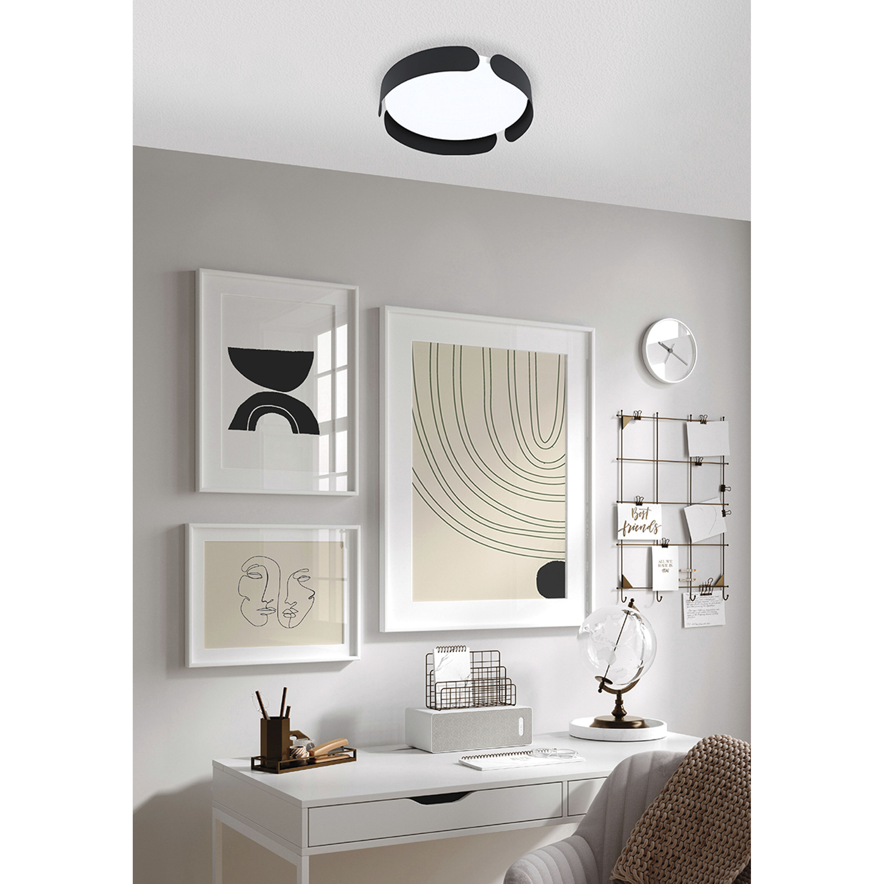Valcasotto 1 Light 14 inch Black Flush Mount Ceiling Light