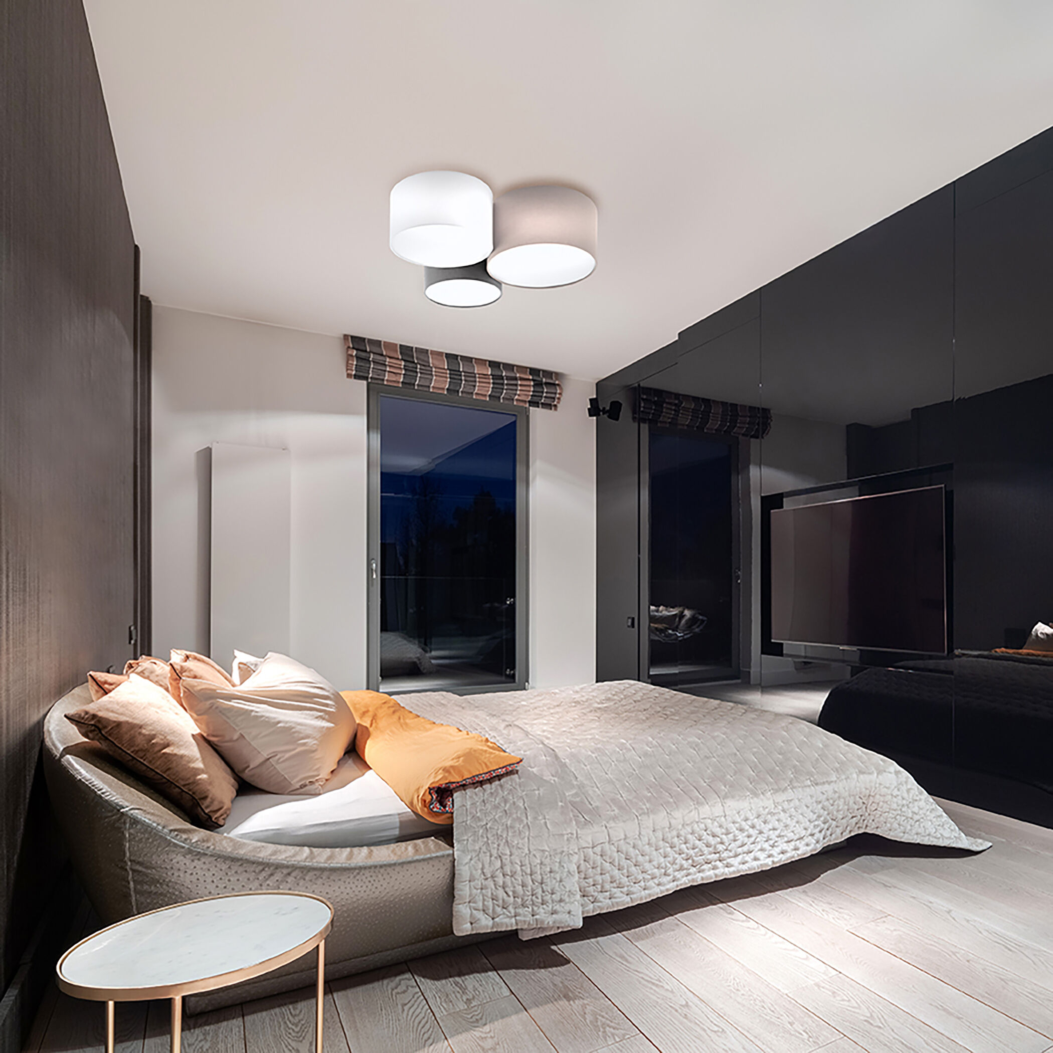 Pastore 1 3 Light 23.62 inch Taupe and White and Grey Flush Mount Ceiling Light