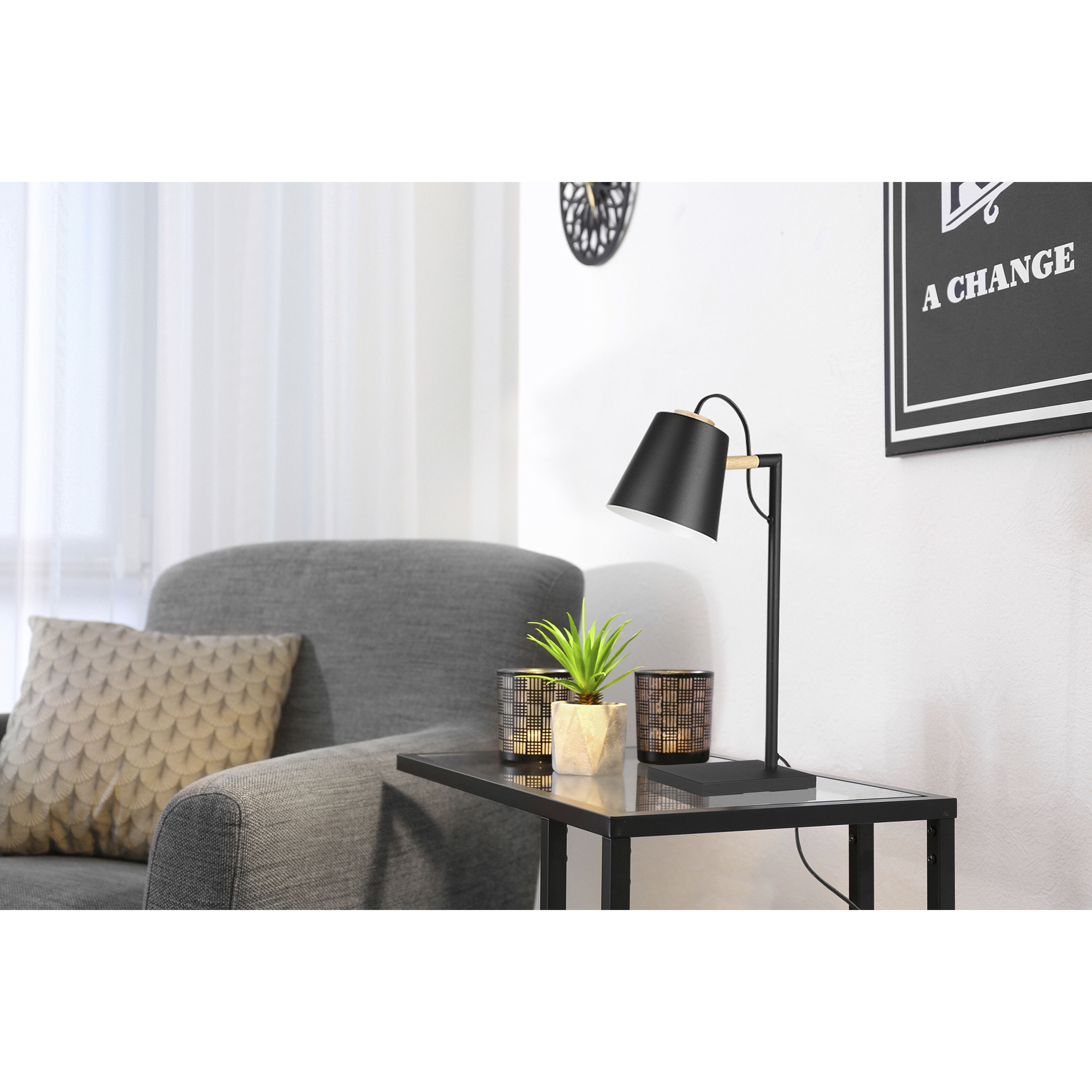 Lacey 19 inch 25.00 watt Structured Black Table Lamp Portable Light