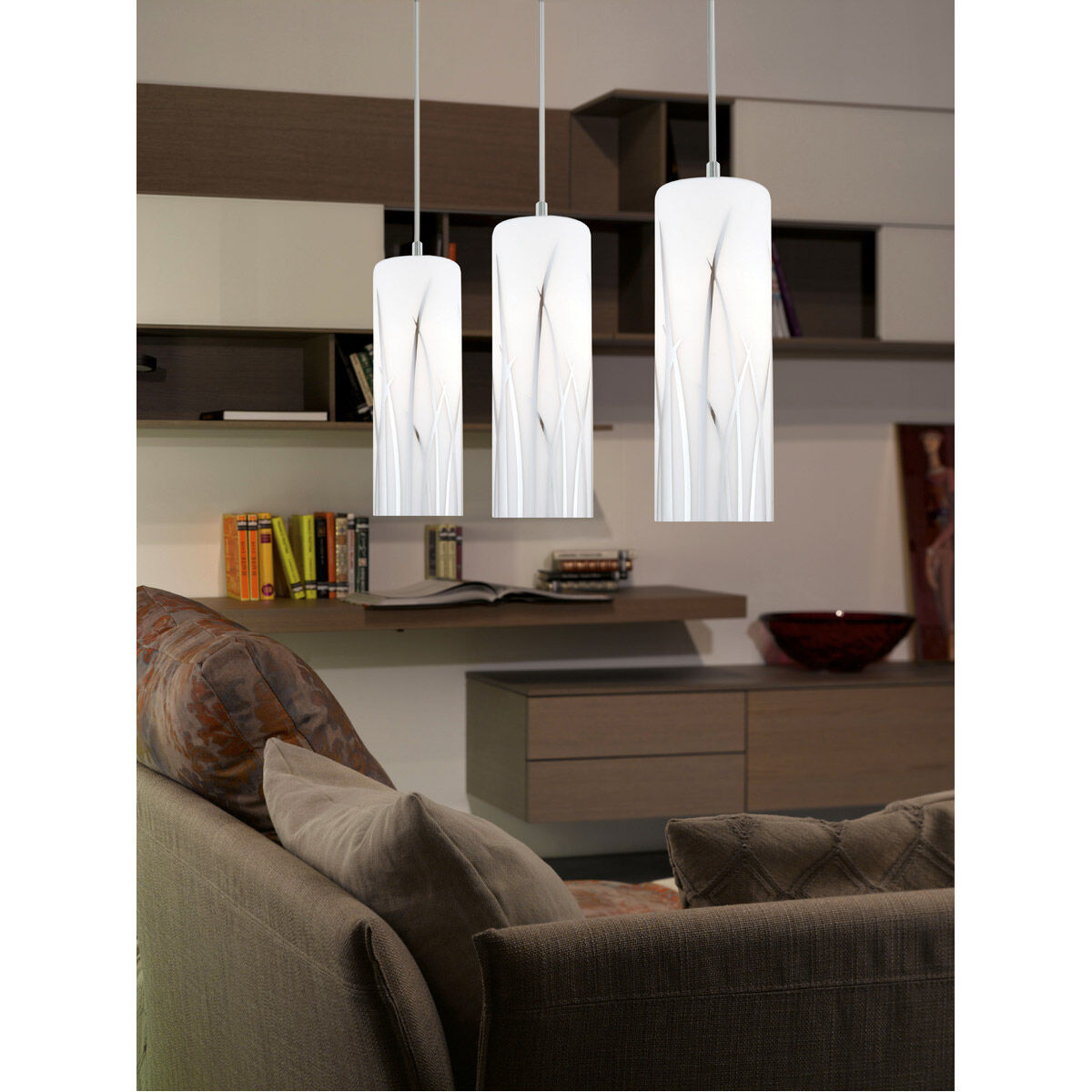 Rivato 3 Light 27.75 inch White and Chrome Pendant Ceiling Light