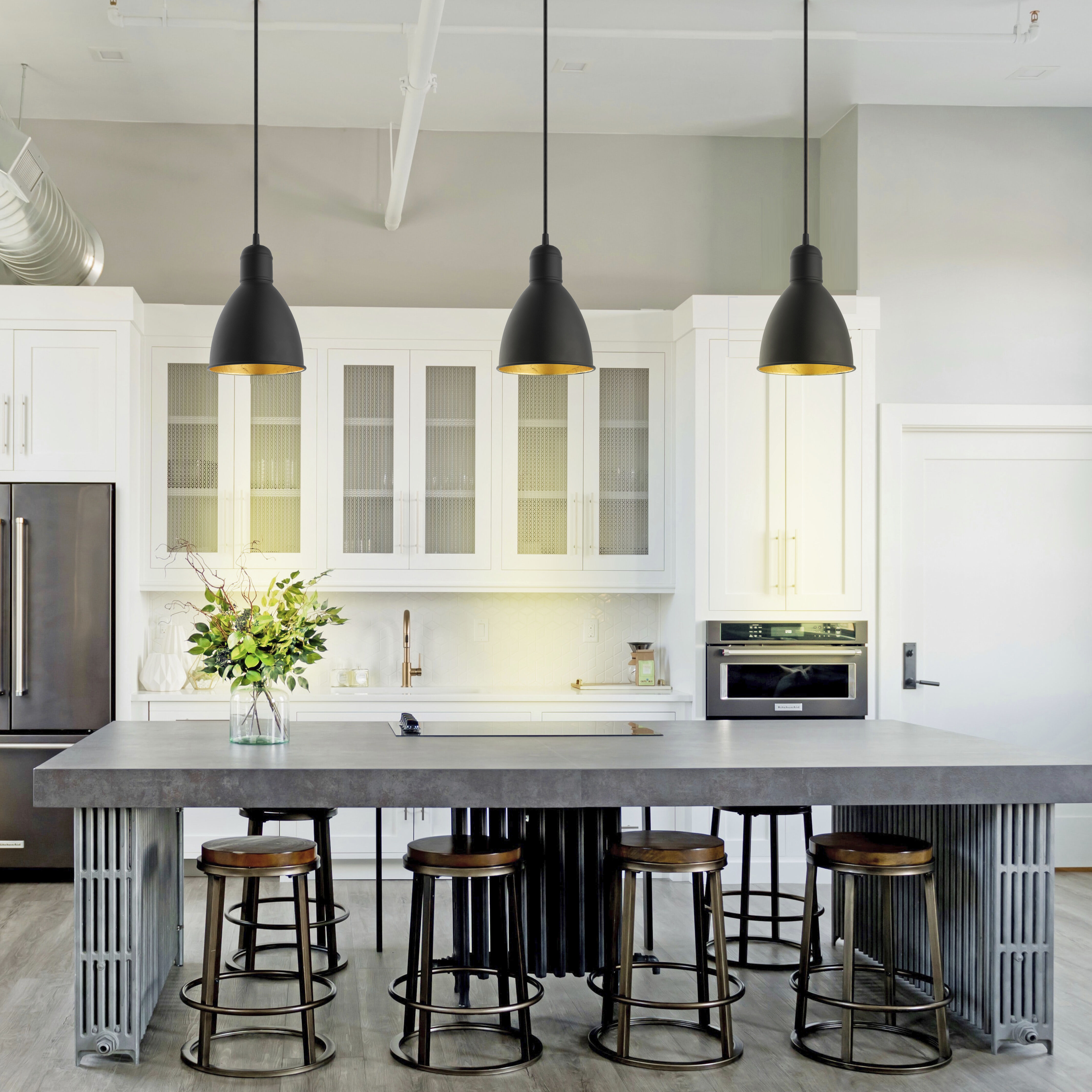 Priddy 2 1 Light 6.1 inch Black and Gold Mini Pendant Ceiling Light