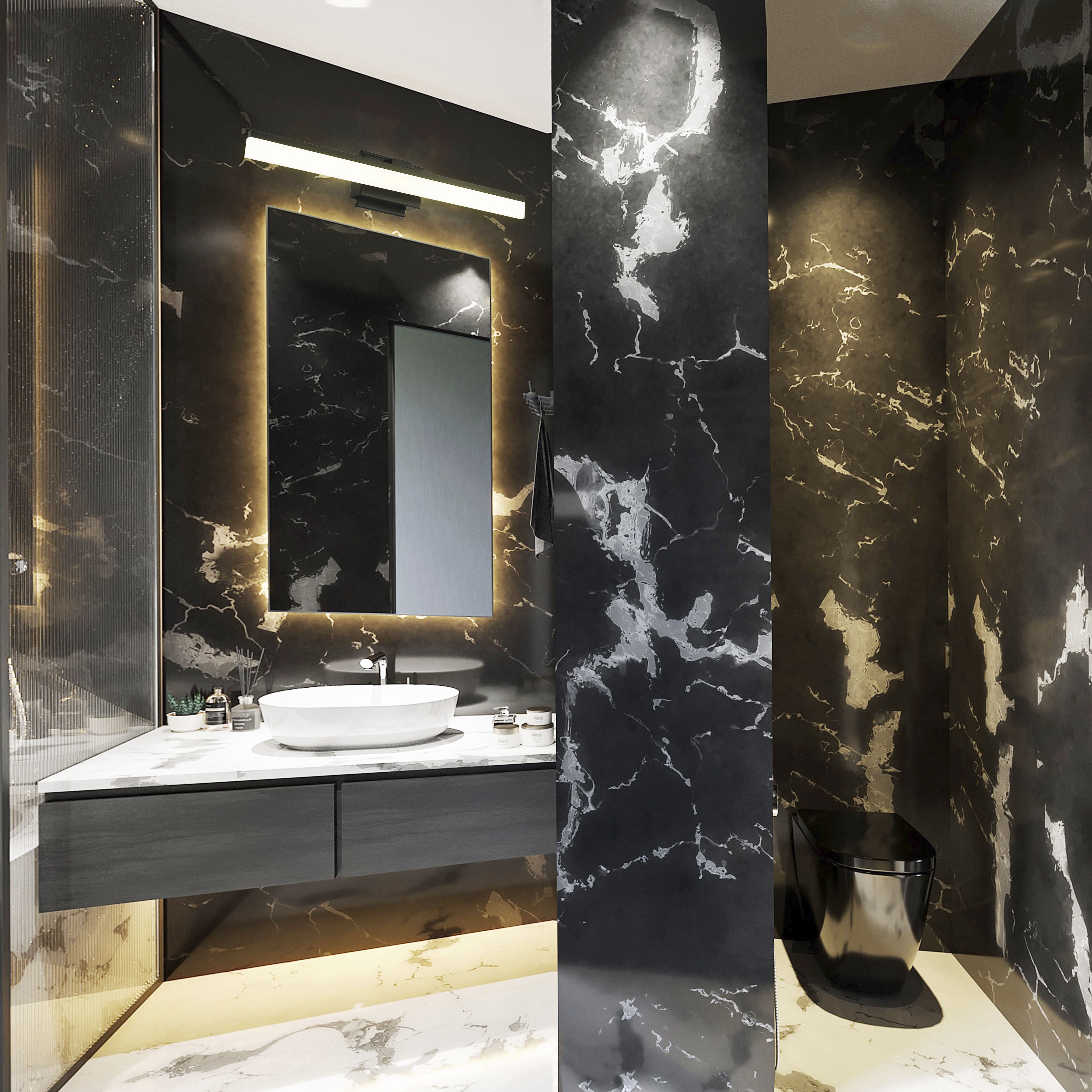 Palmital 1 LED 23.46 inch Matte Black Bath Vanity Wall Light