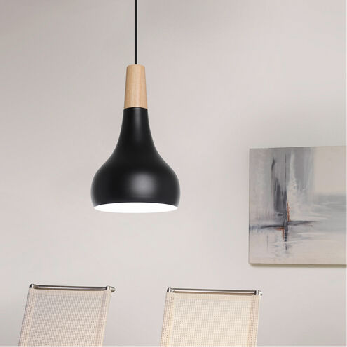 Sabinar 1 Light 7 inch Structured Black and Shiny White Pendant Ceiling Light