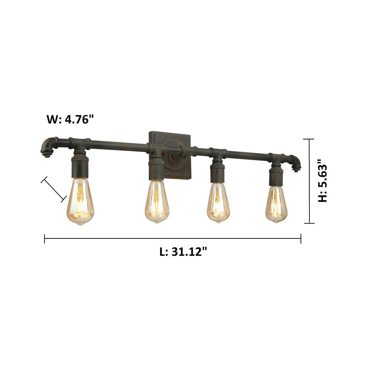 Wymer 4 Light 31.12 inch Zinc Bath Vanity Wall Light