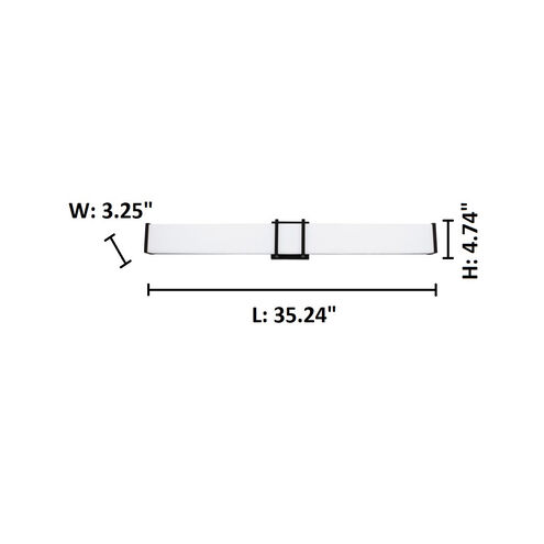 Tomero LED 35.24 inch Matte Black Bath Vanity Wall Light