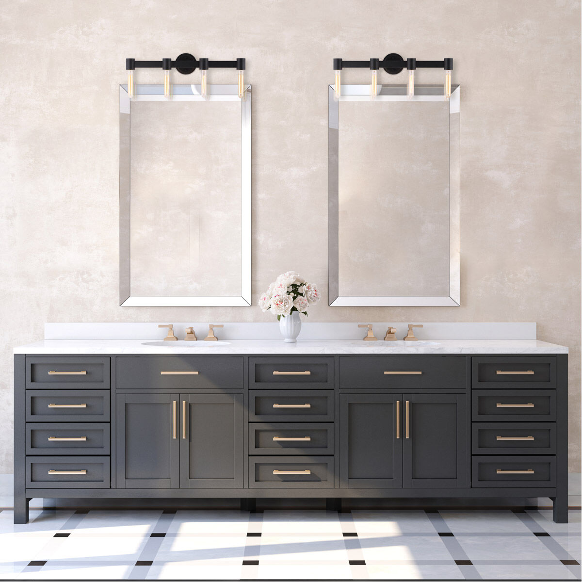 Broyles 4 Light 26.5 inch Matte Black Bath Vanity Wall Light