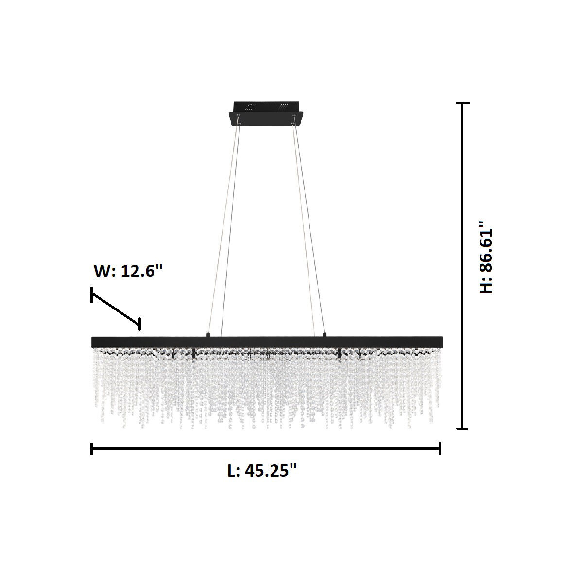 Antelao LED 45.25 inch Black Linear Chandelier Ceiling Light