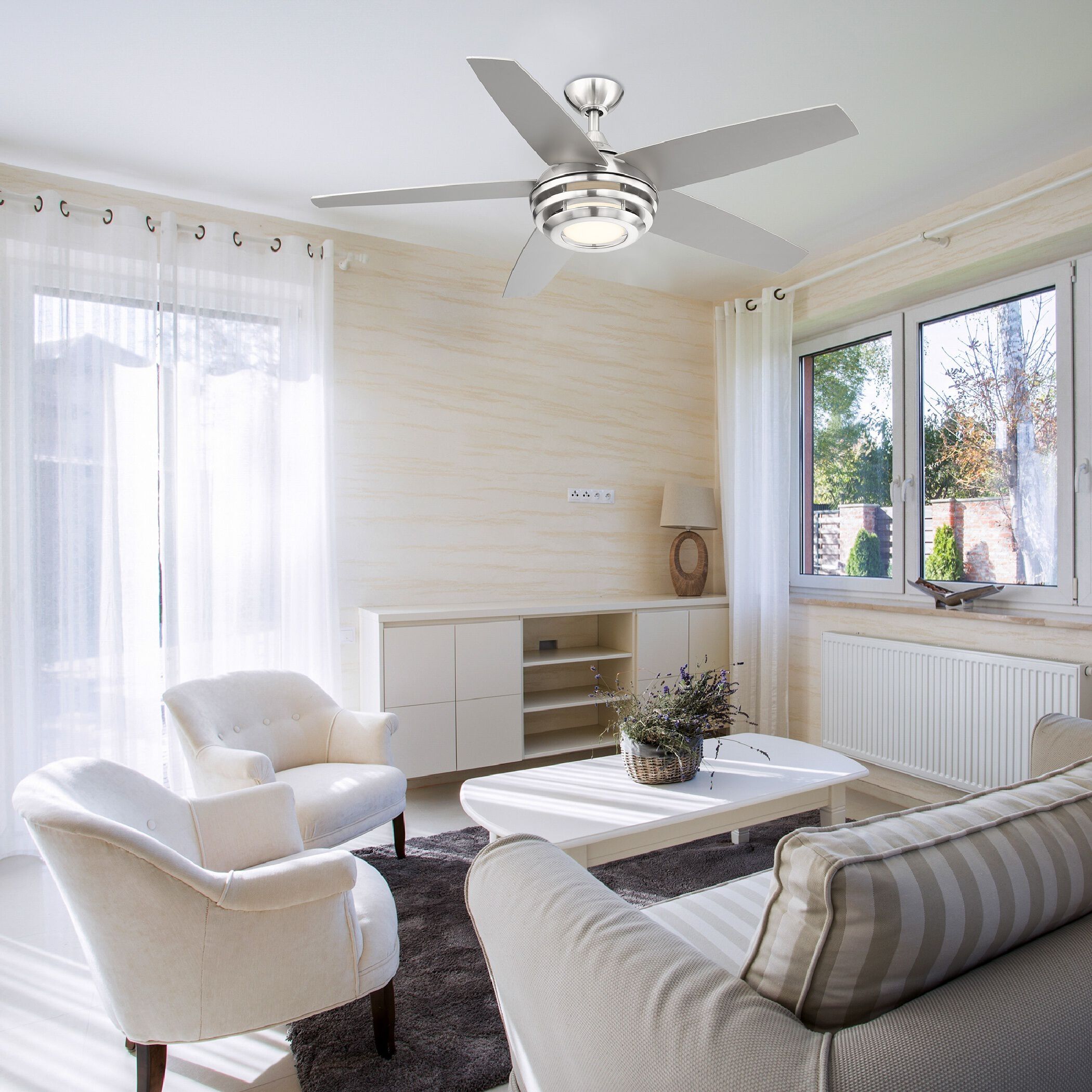 Petani 52 inch Brushed Nickel with Silver Blades Ceiling Fan