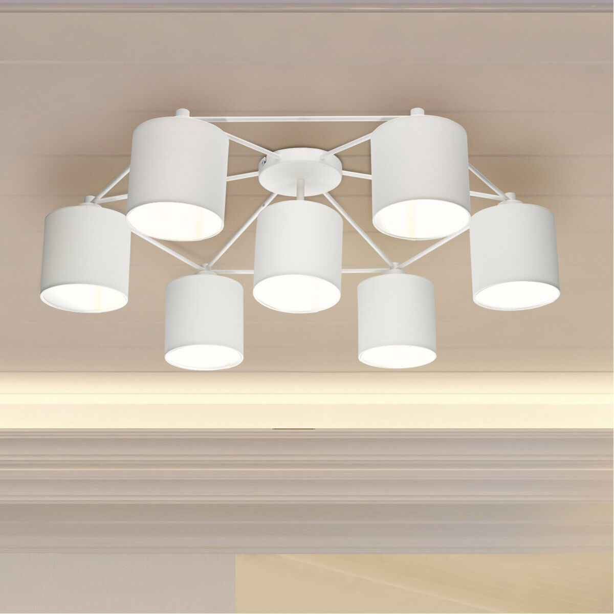 Staiti 7 Light 33.07 inch White Semi Flush Mount Ceiling Light