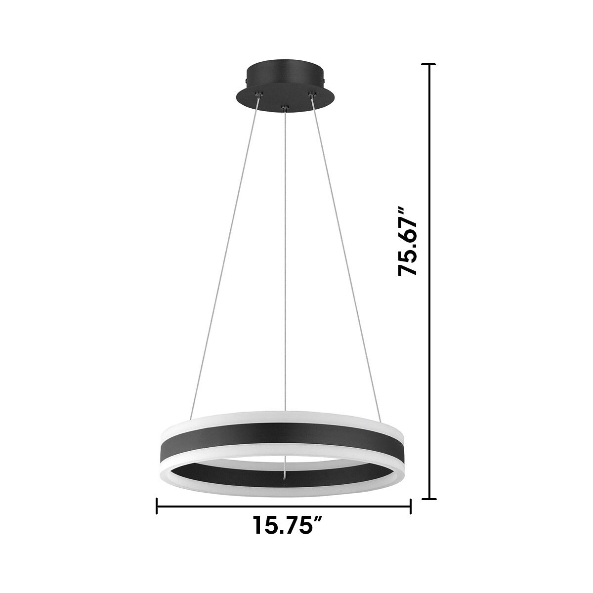 Tonarella LED 15.75 inch Black and White LED Pendant Ceiling Light
