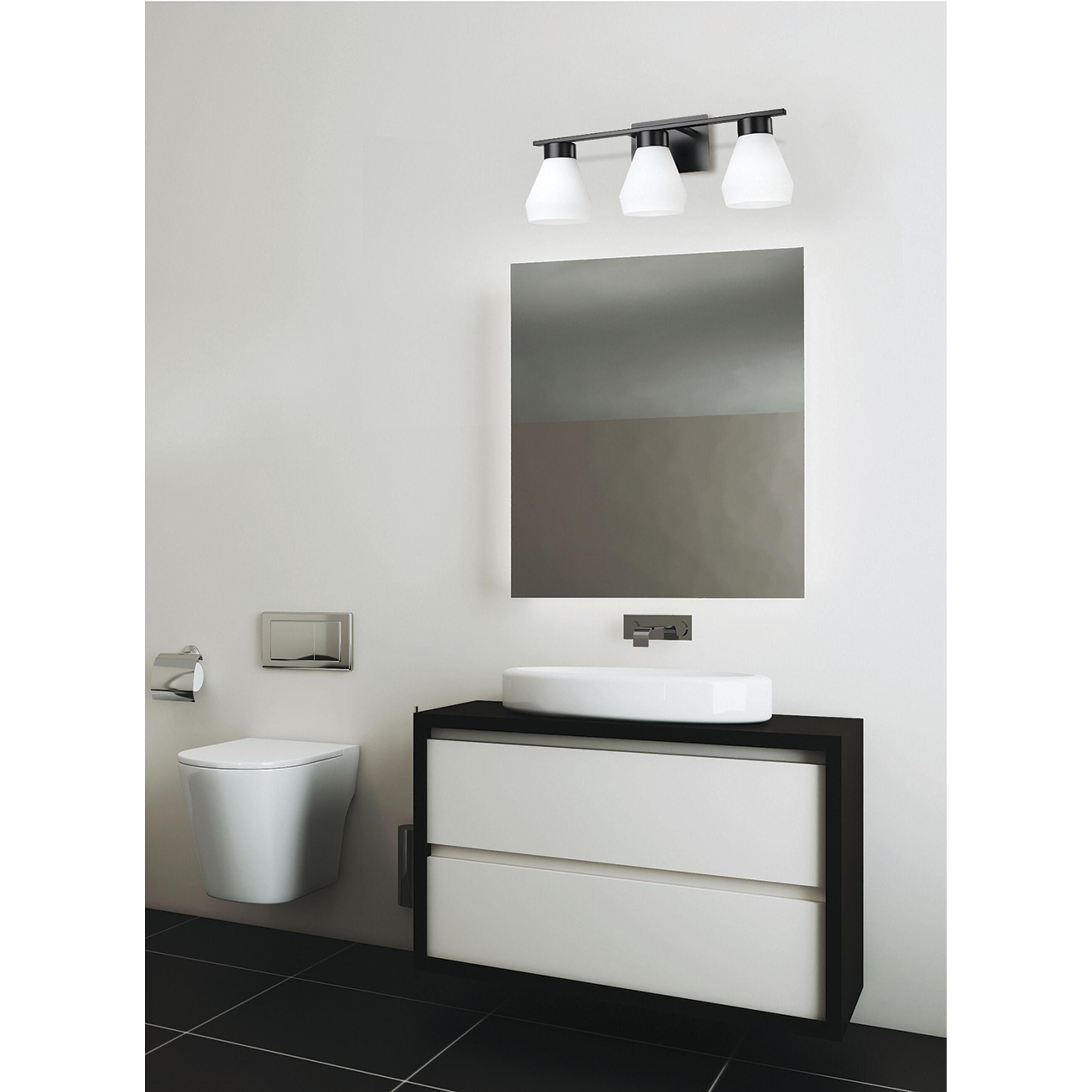 Copeland 3 Light 7.5 inch Matte Black Bath Vanity Wall Light