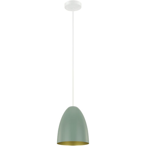 Sarabia 1 Light 7.48 inch Matte White and Pastel Dark Green and Gold Pendant Ceiling Light